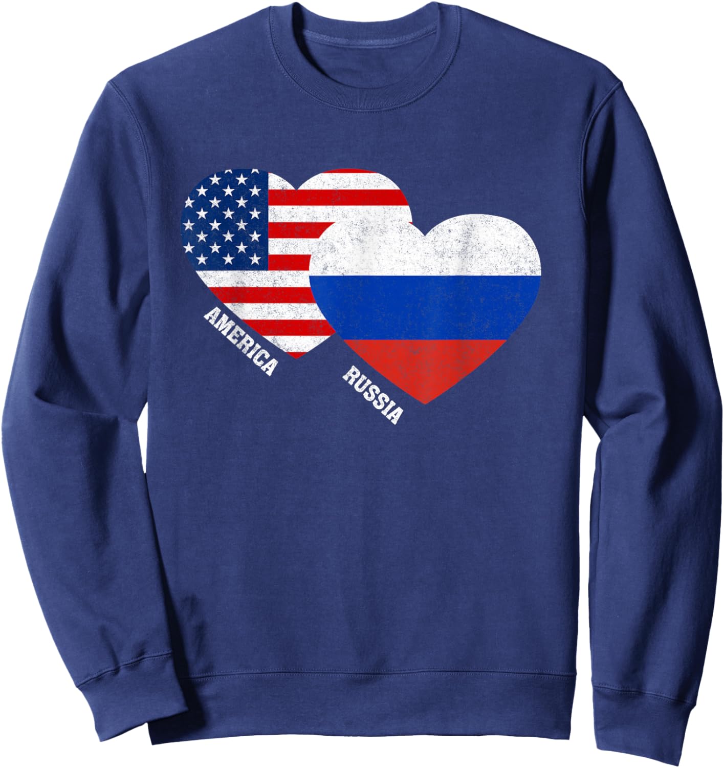 Russia Flag Shirt Russian American Pride Vintage Sweatshirt - Sweatshirt | Navy