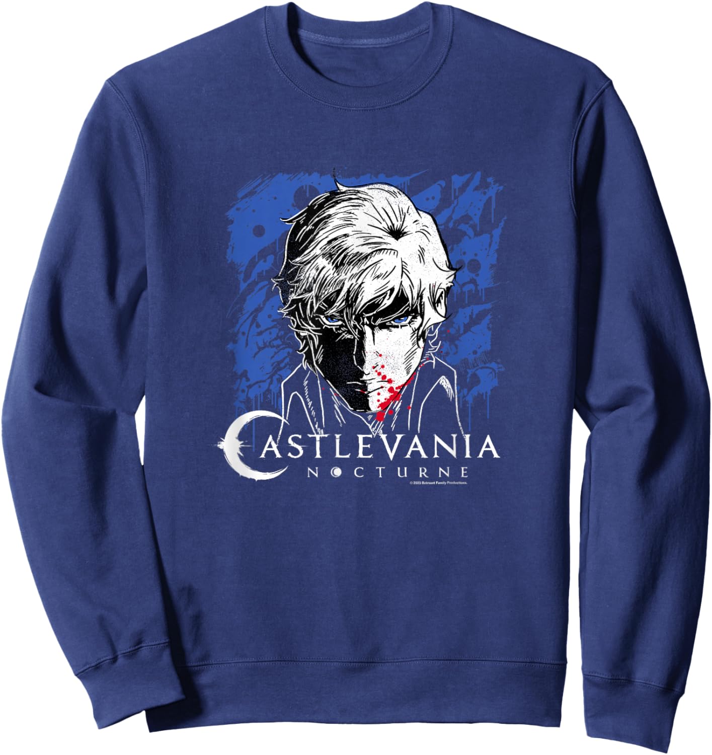 Castlevania: Nocturne Blood Covered Richter Face Portrait Sweatshirt - Sweatshirt | Navy