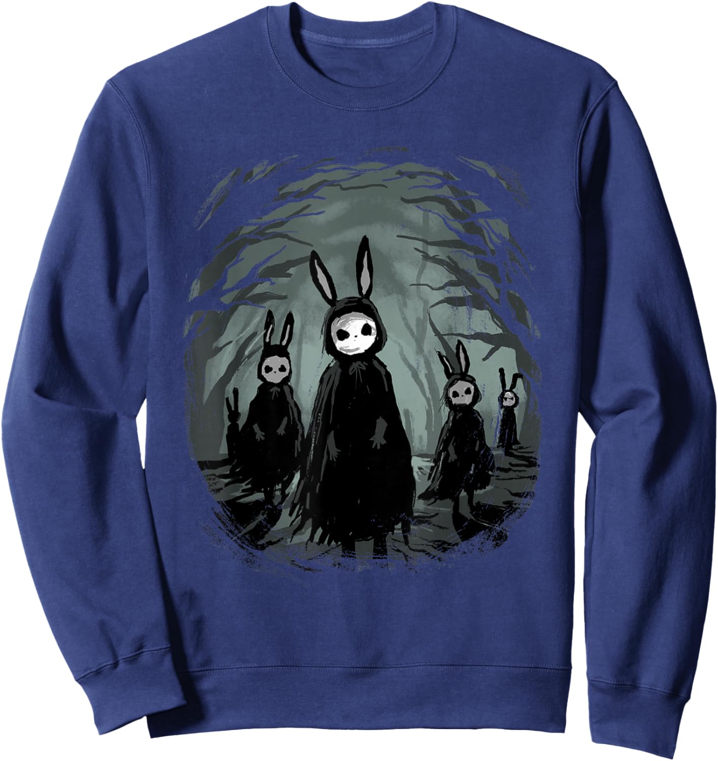 Gothic- Creepy Bunny Goth Rabbit Evil Bunnies Weirdcore Sweatshirt - Sweatshirt | Navy