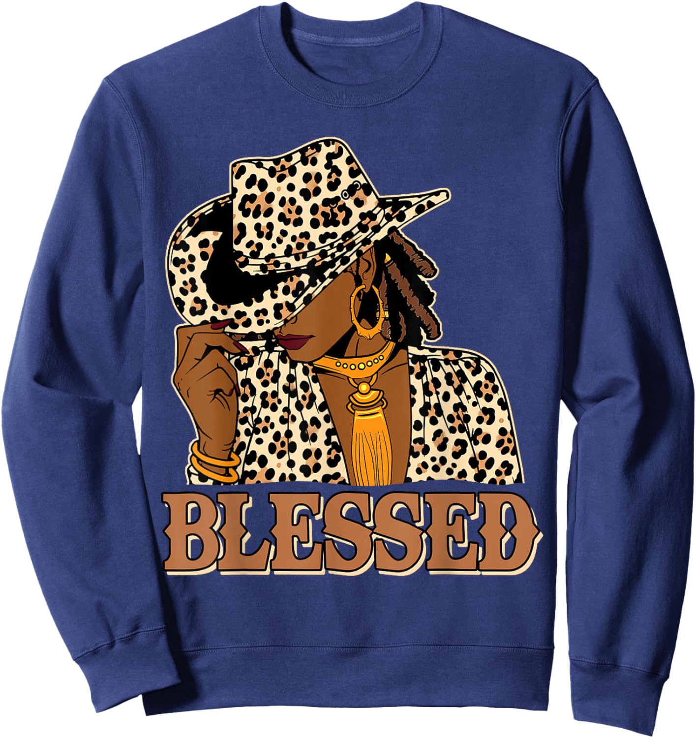 Blessed Black Cowgirl Western Swag African Christian Woman Sweatshirt - Sweatshirt | Navy