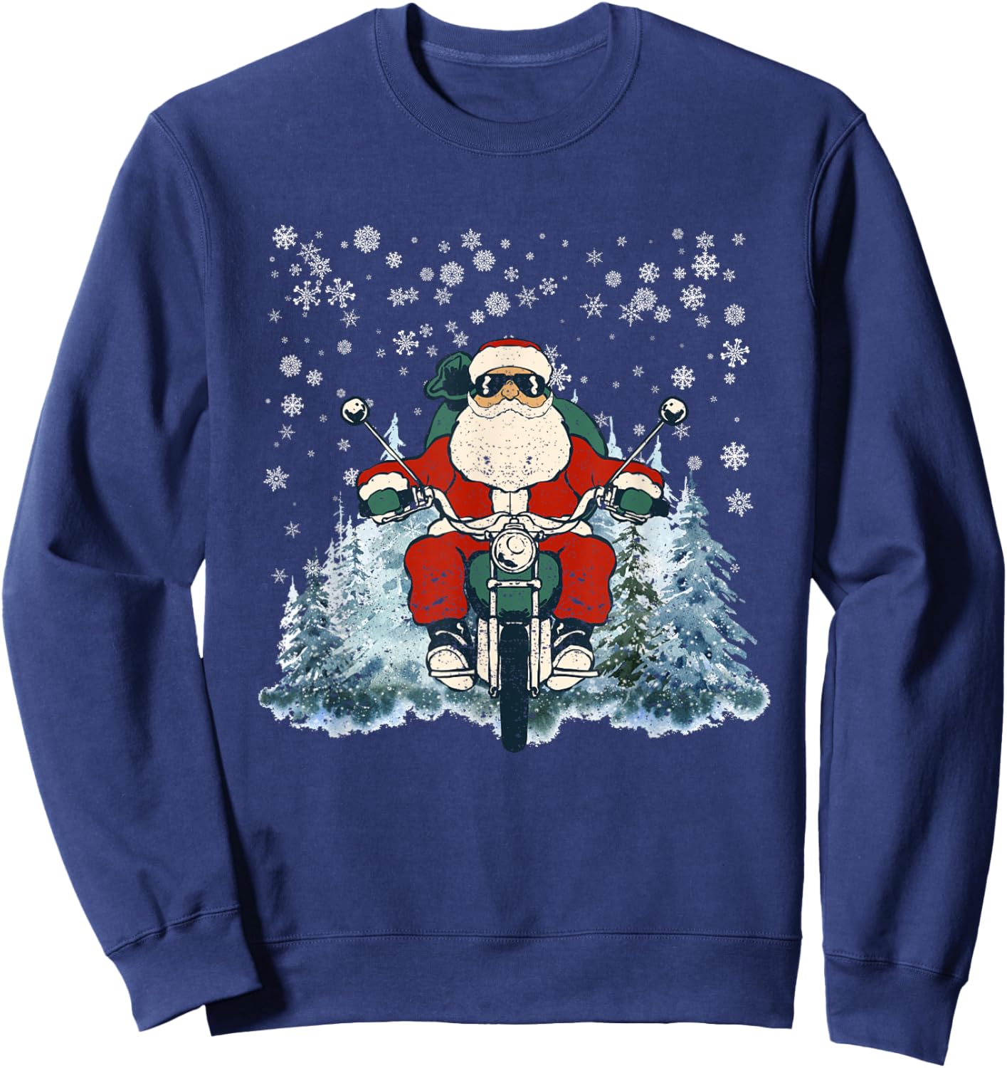 Biker Santa Claus On Motorcycle Funny Christmas Biking Ride Sweatshirt - Sweatshirt | Navy