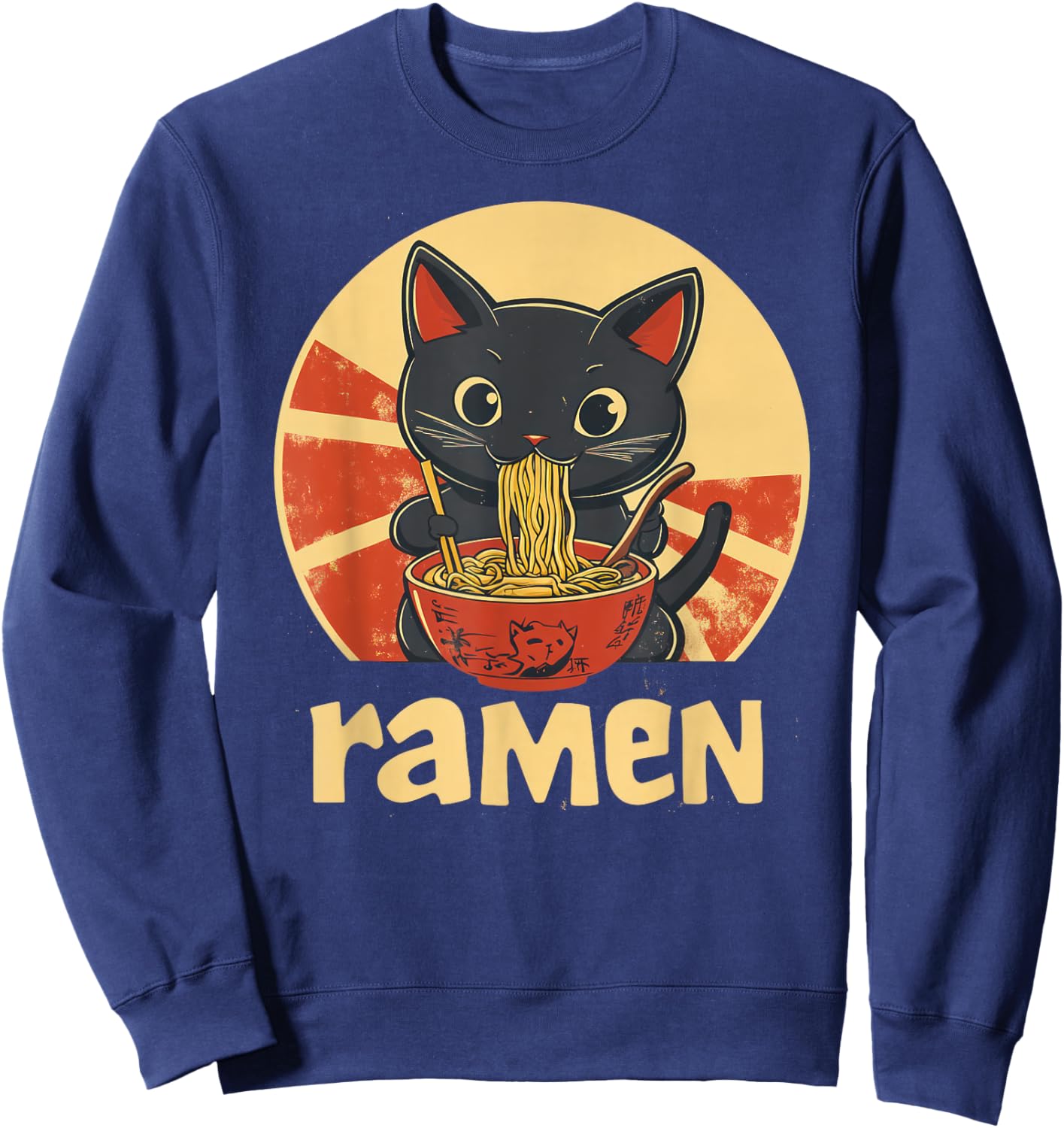 Anime Cat Ramen Kawaii japanese cat kawaii manga Sweatshirt - Sweatshirt | Navy