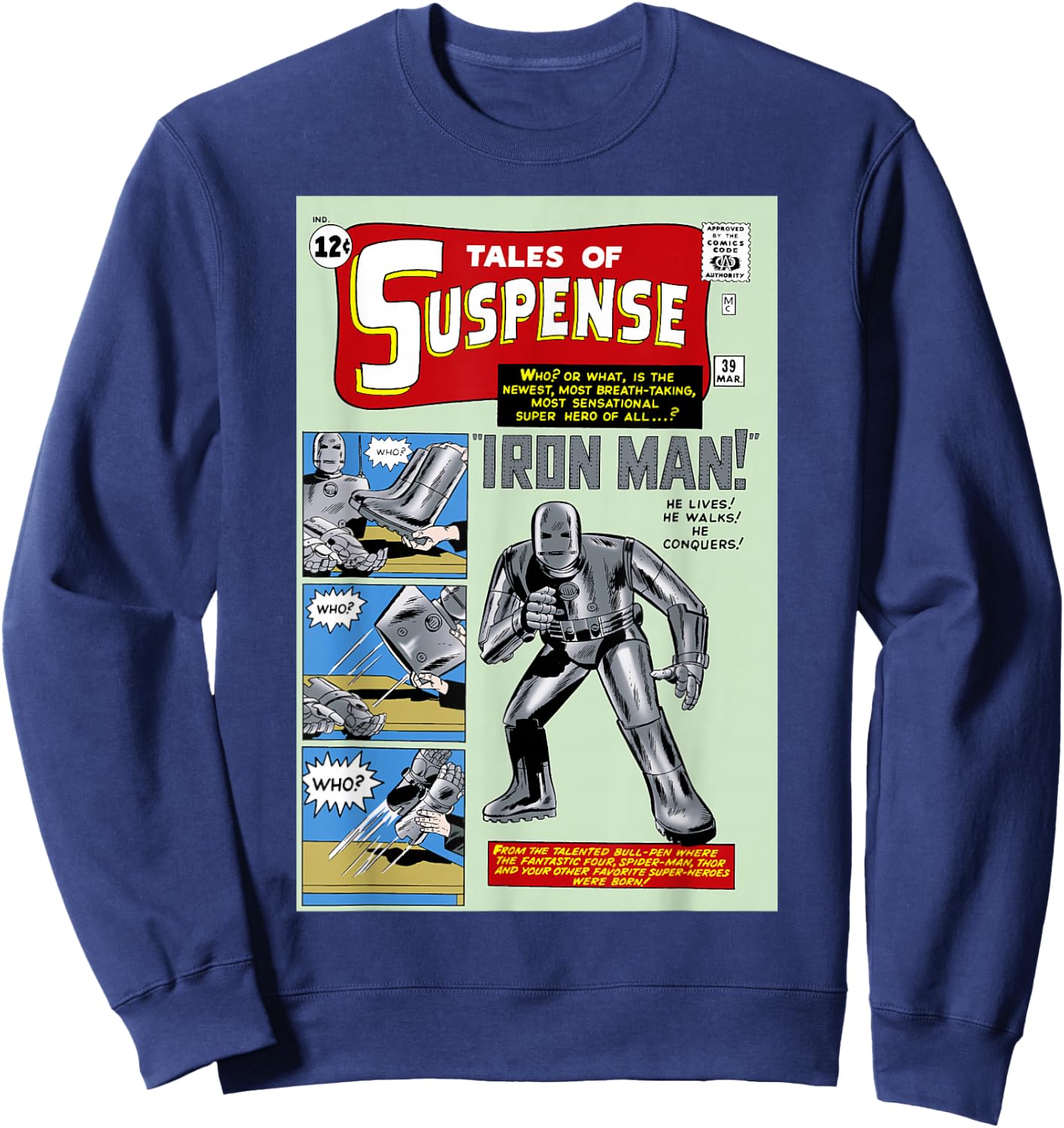 Marvel Avengers Iron Man Classic Suspense Comic Cover Sweatshirt - Sweatshirt | Navy