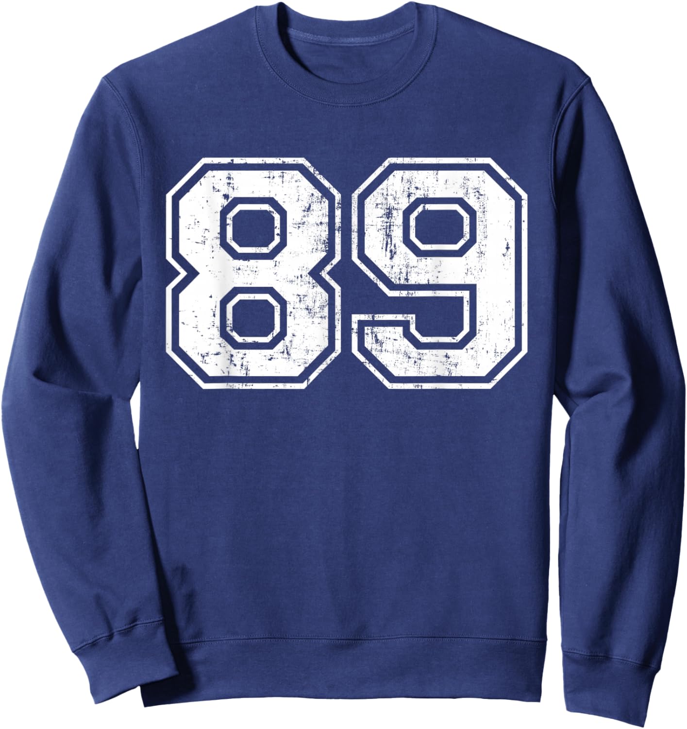 Number 89 Eighty Nine Distressed Vintage Sport Team Practice Sweatshirt - Sweatshirt | Navy