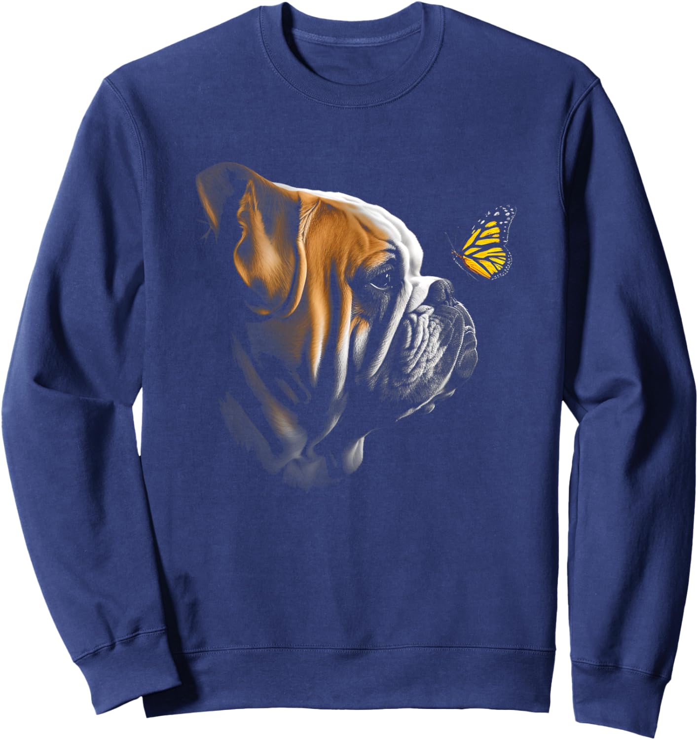 English Bulldog Butterfly Bulldogs Dog Lovers Sweatshirt - Sweatshirt | Navy