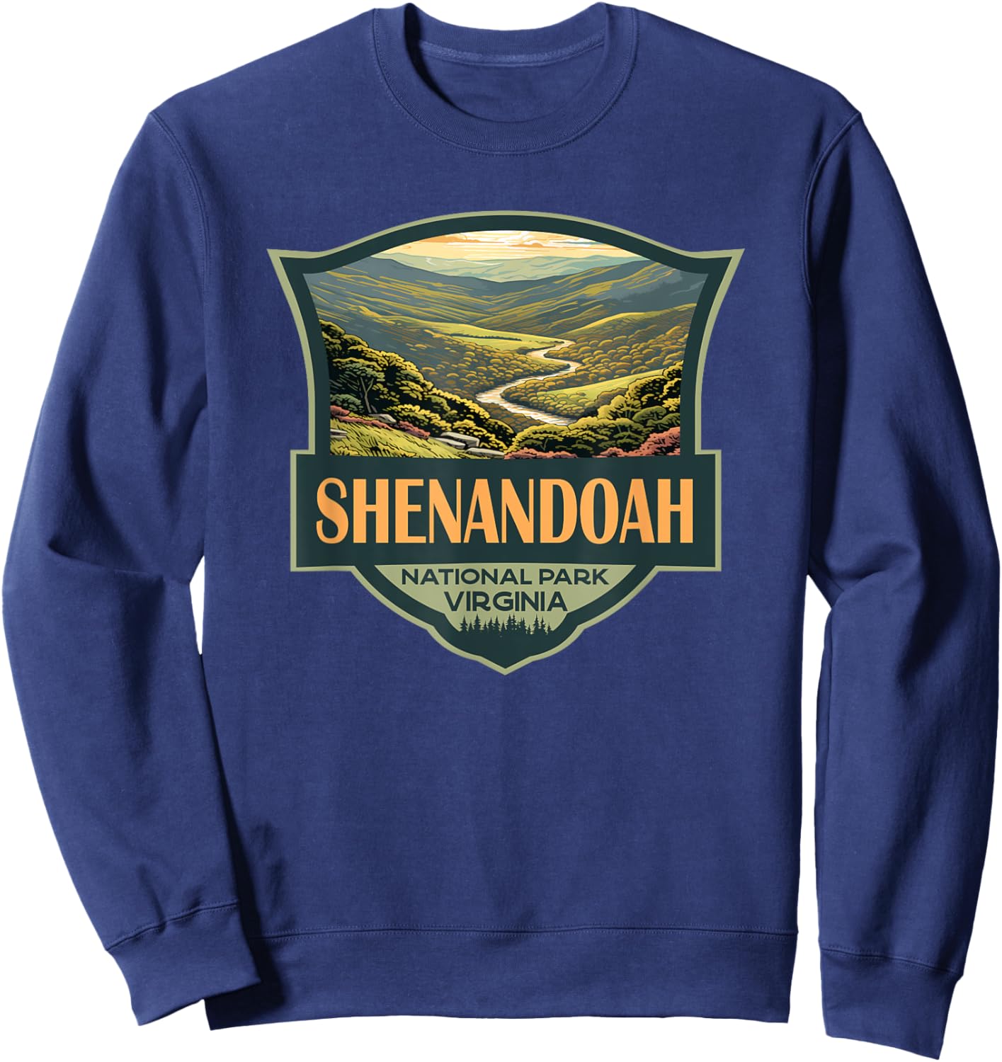 Shenandoah National Park Illustration Travel Retro Badge Sweatshirt - Sweatshirt | Navy