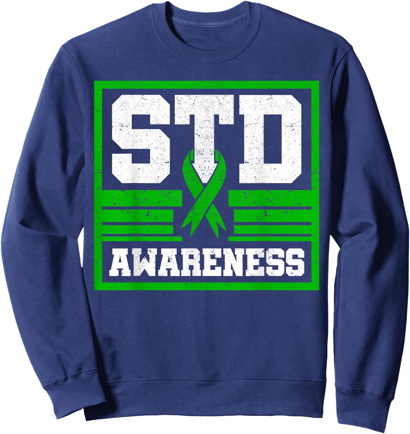 Sexually Transmitted Diseases STD Lime Green Ribbon Syphilis Sweatshirt - Sweatshirt | Navy