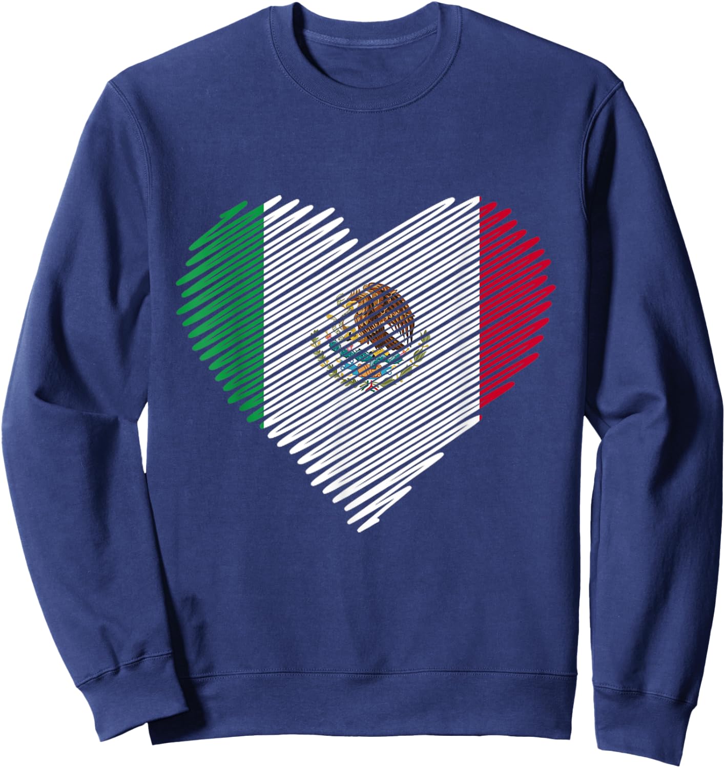 Mexican Flag Heart Gift Mexico Sweatshirt - Sweatshirt | Navy
