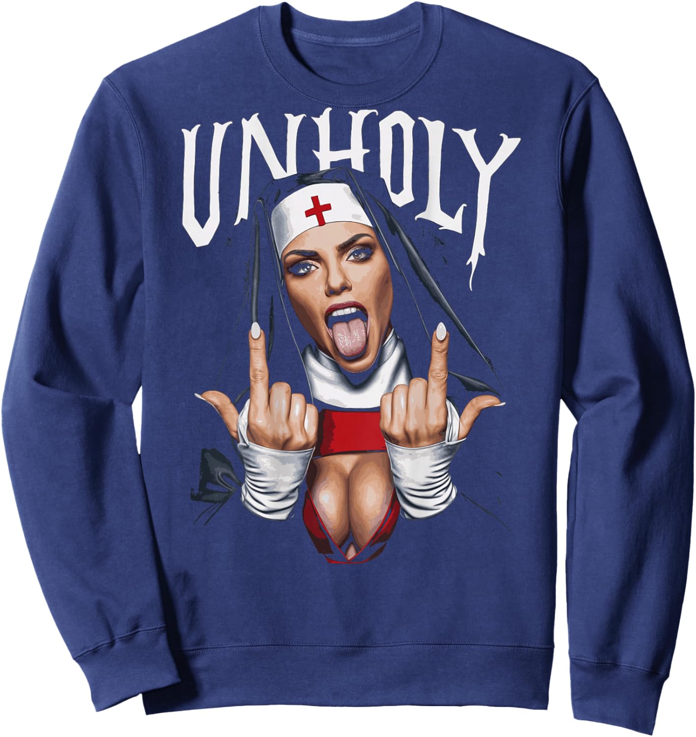 Provocative and Expressive - Rebellious Fashion UNHOLY Sweatshirt - Sweatshirt | Navy