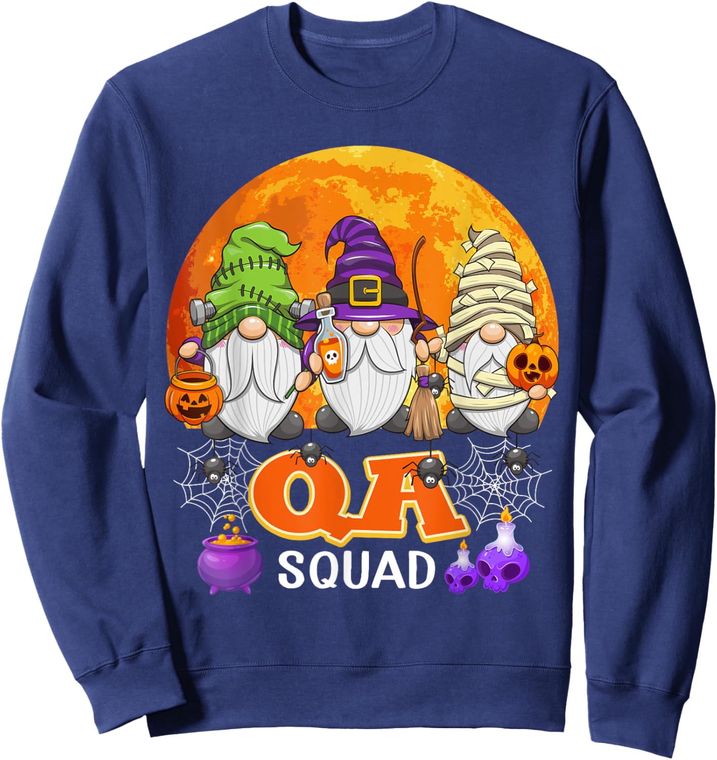 QA Squad Halloween QA Analyst Gnome Matching Sweatshirt - Sweatshirt | Navy