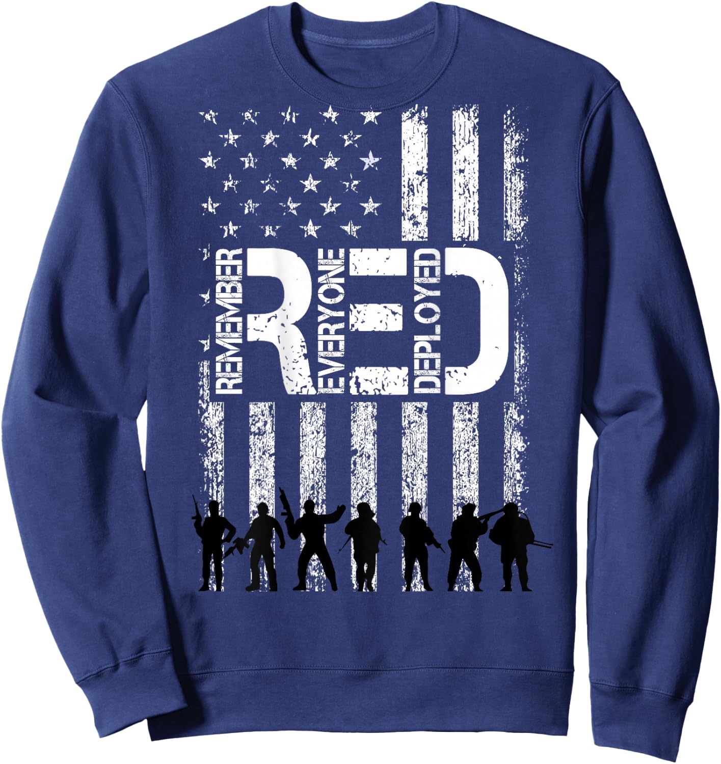On Fridays We Wear Red Military Veteran Day US Flag Back Sweatshirt - Sweatshirt | Navy