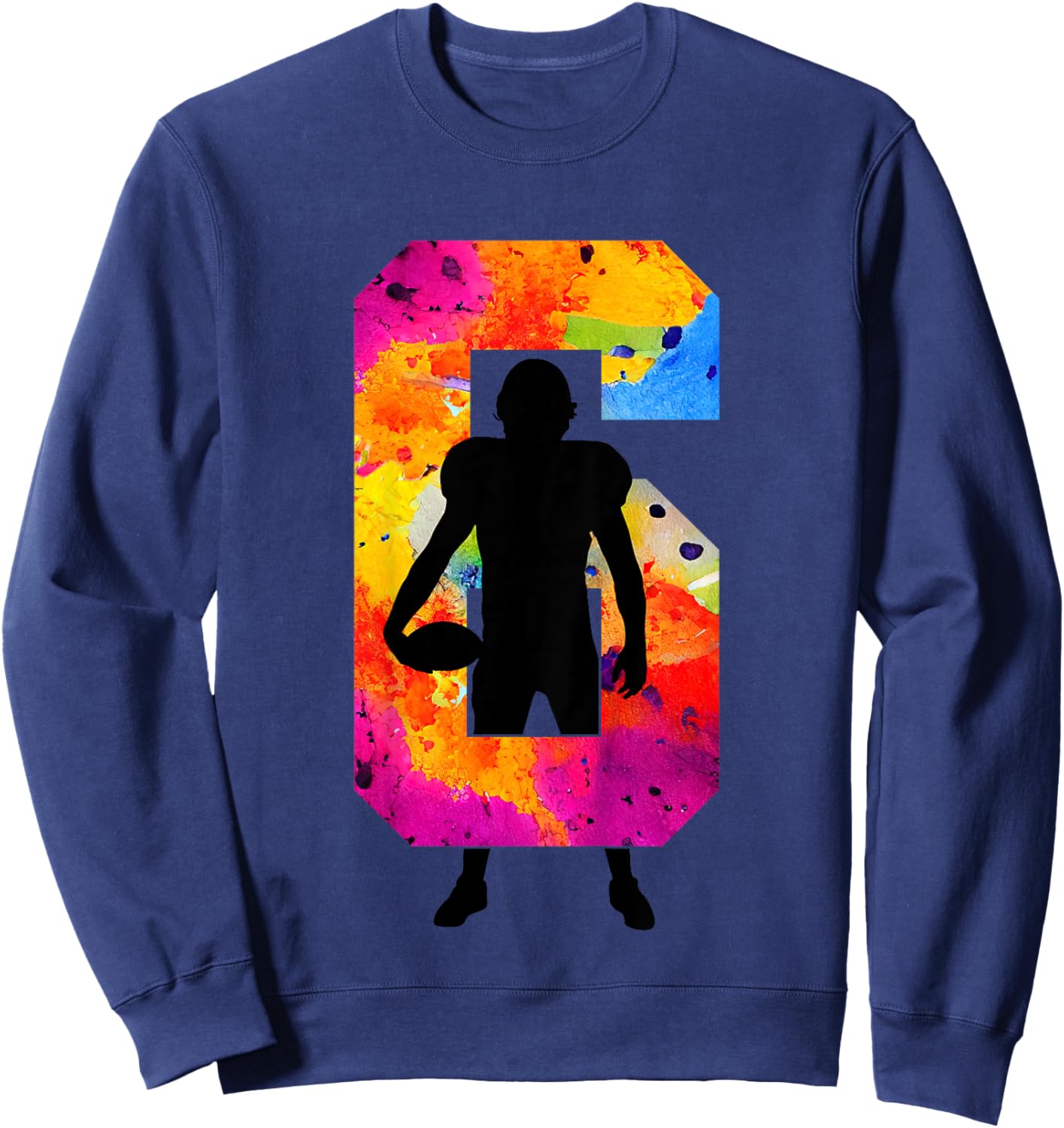 Kids FOOTBALL PLAYER NUMBER 6 YEARS FOOTBALL 6TH BIRTHDAY Sweatshirt - Sweatshirt | Navy