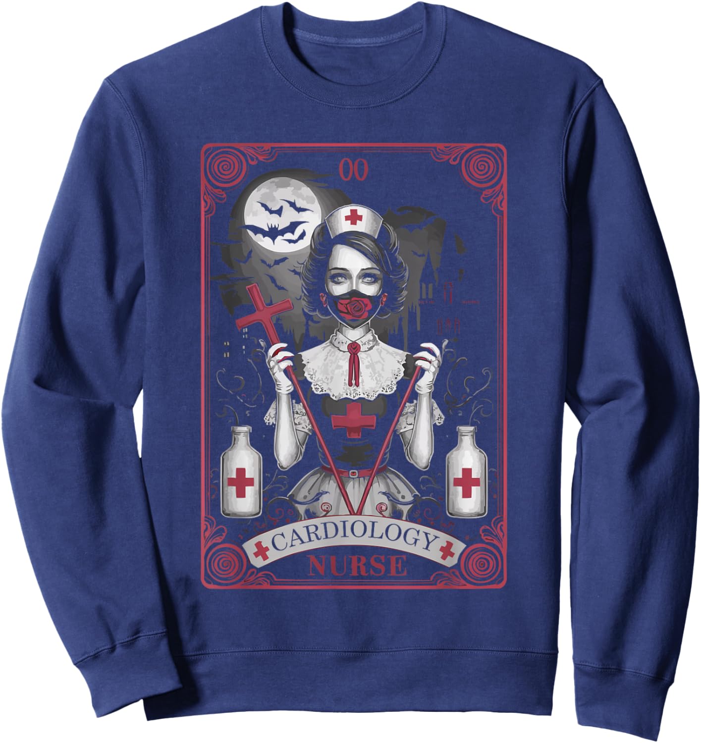Cardiology Nurse Halloween Spooky Nursing Trick Or Treat Sweatshirt - Sweatshirt | Navy