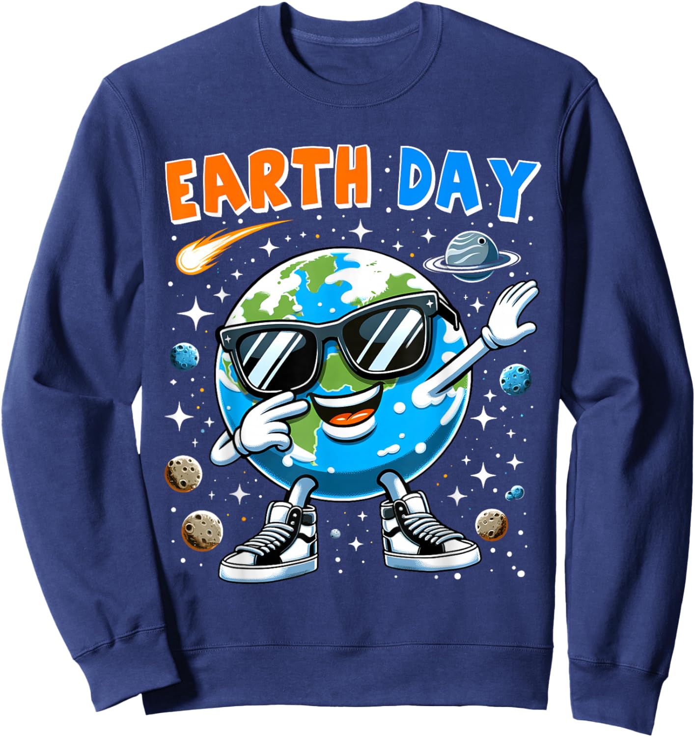 Boys Earth Day Every Day Funny Dab Dabbing Earth Kid Toddler Sweatshirt - Sweatshirt | Navy