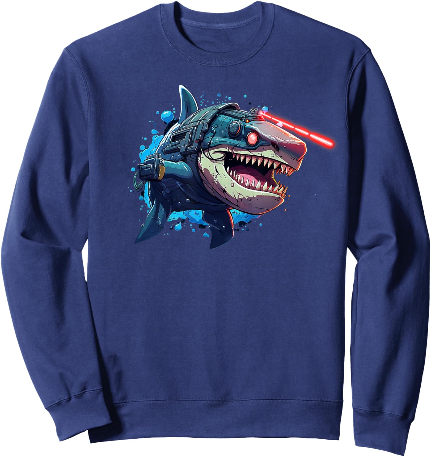 Shark with Laser Beam Attached to its head graphic Sweatshirt - Sweatshirt | Navy