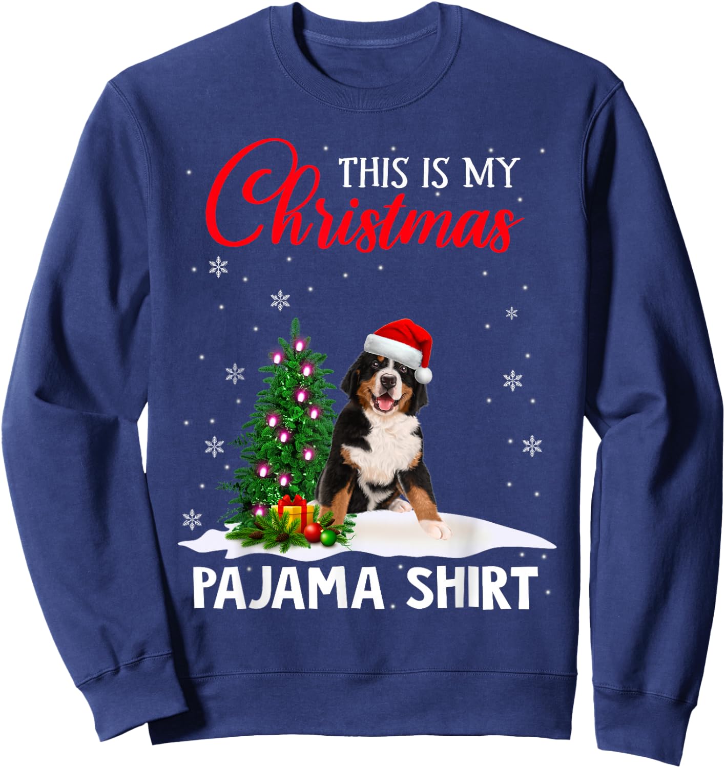 This Is My Christmas Pajama Bernese Mountain Xmas Dog Lover Sweatshirt - Sweatshirt | Navy