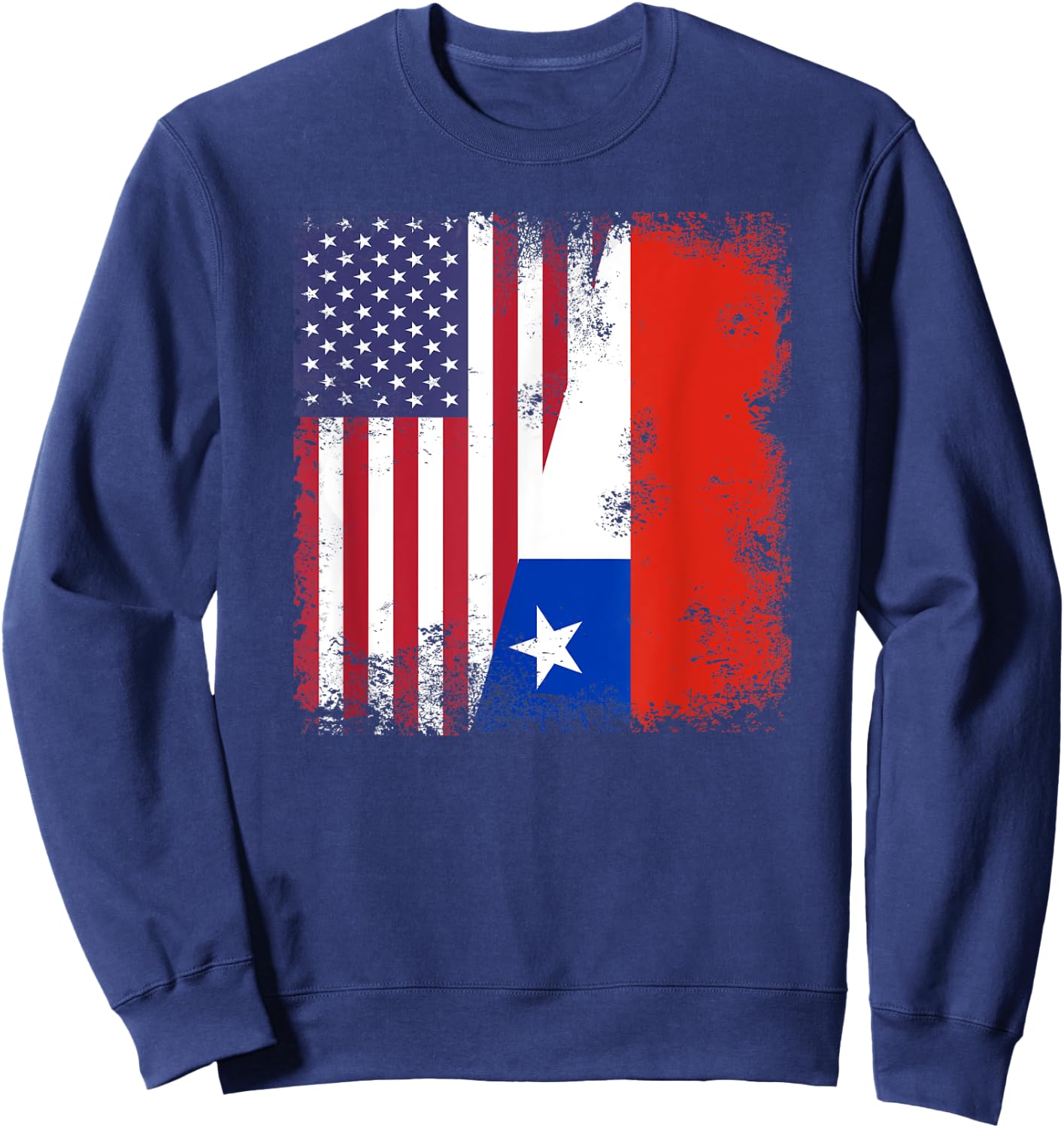 Half Chilean Flag | Vintage Chile USA Gift Sweatshirt - Sweatshirt | Navy