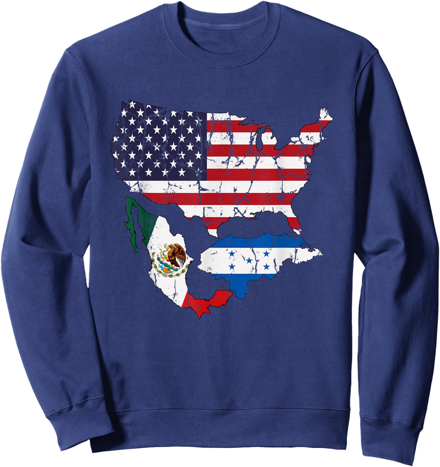 Honduras American Mexican Flag Sweatshirt - Sweatshirt | Navy
