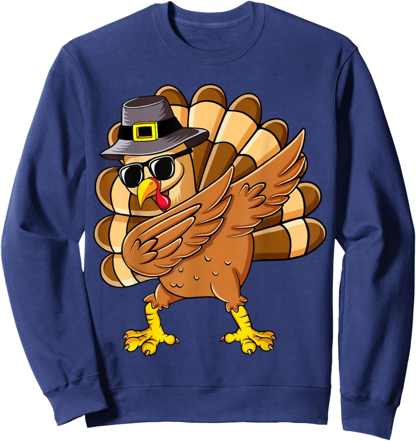 Dabbing Turkey Thanksgiving Day Pilgrim Boys Men Funny Dab Sweatshirt - Sweatshirt | Navy