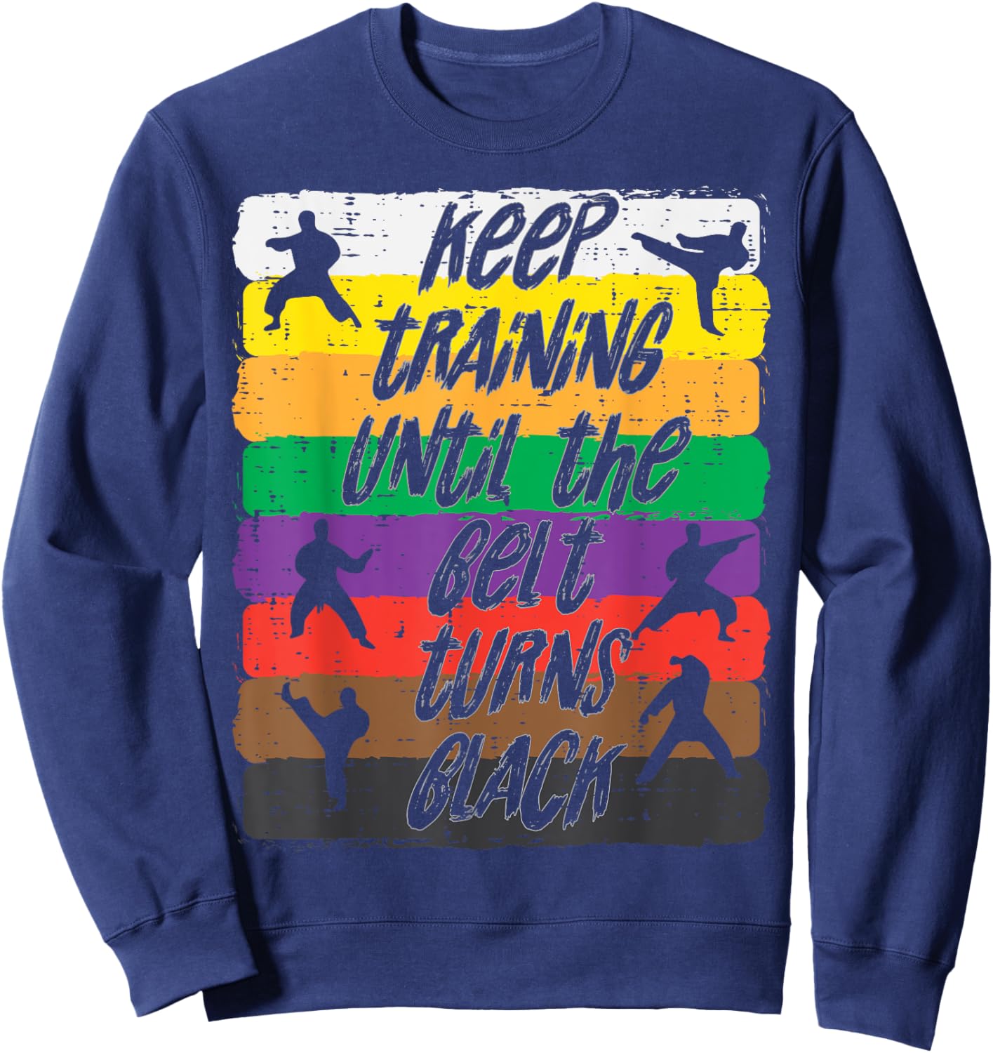 Karate Training Belt Turns Black Martial Arts Men Women Kids Sweatshirt - Sweatshirt | Navy