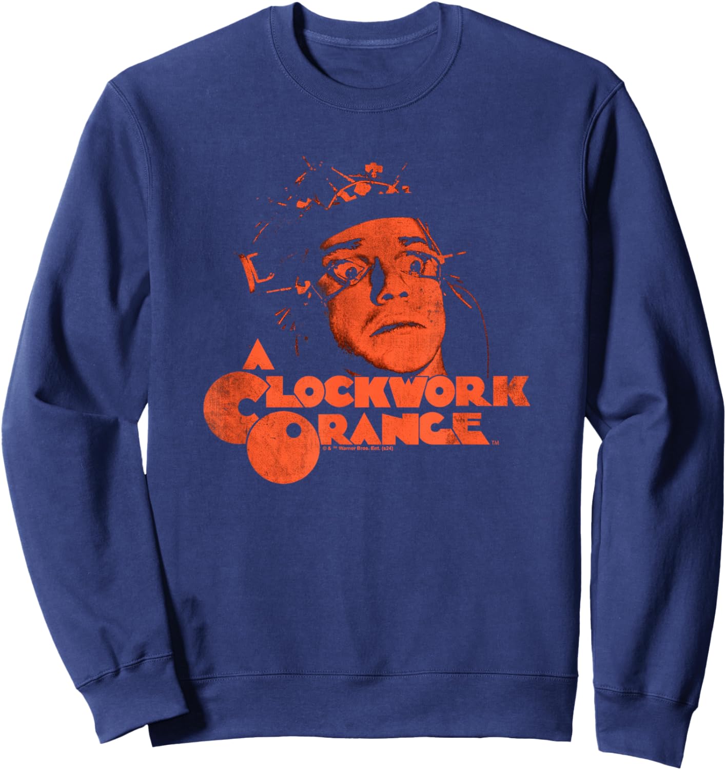 A Clockwork Orange Posterized Alex Face , Small, Black Sweatshirt - Sweatshirt | Navy