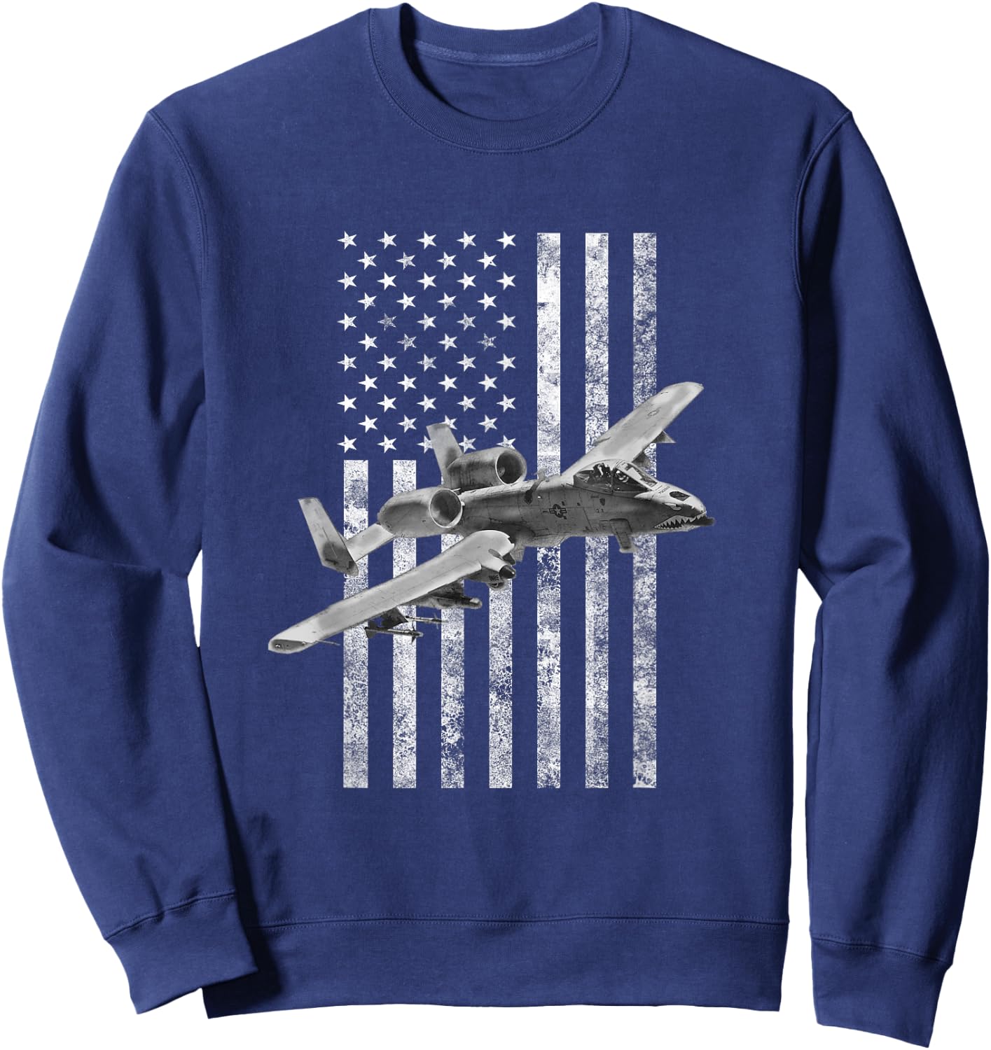 A-10 Thunderbolt II American Flag - A-10 Warthog Sweatshirt - Sweatshirt | Navy