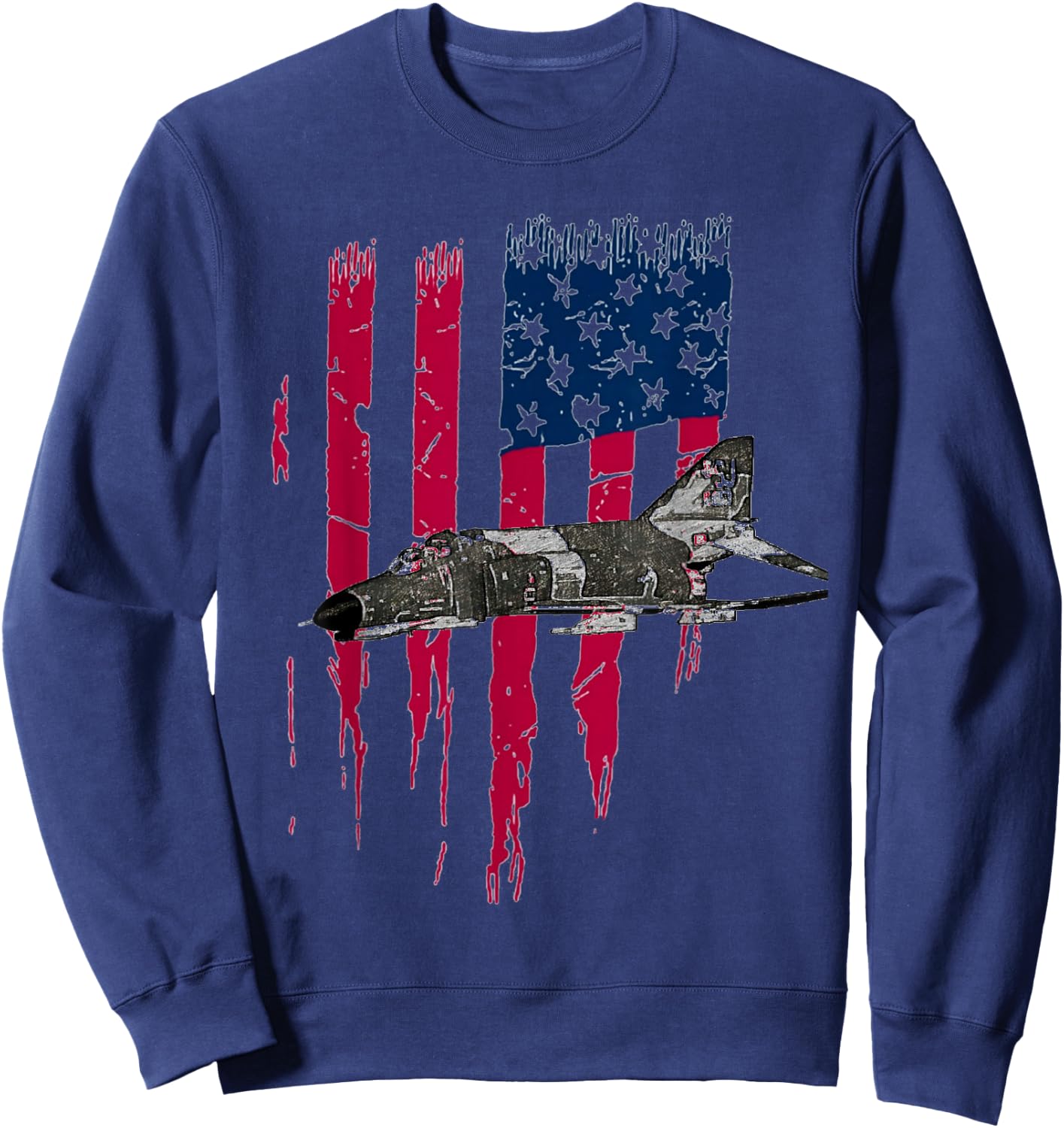 Patriotic F-4 PHANTOM The McDonnell Douglas America flag Sweatshirt - Sweatshirt | Navy