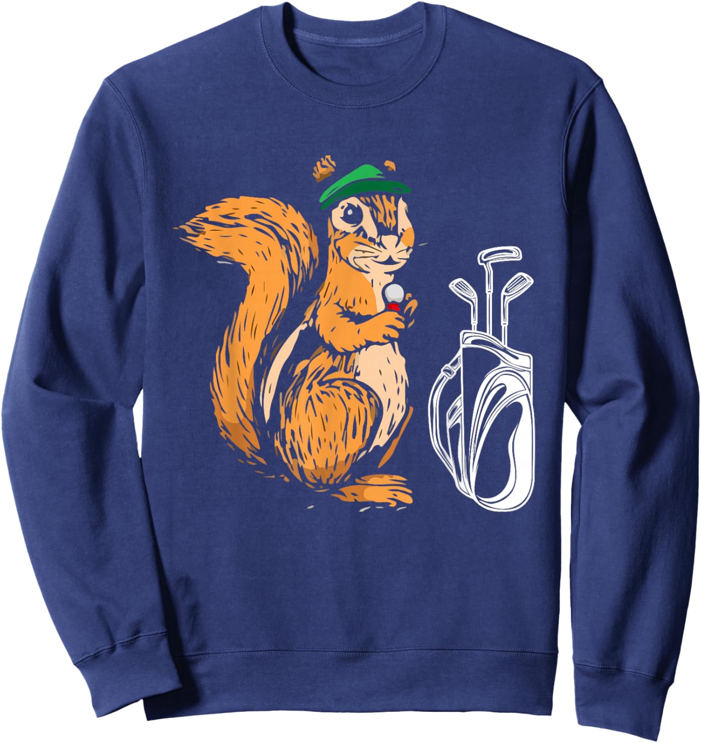 Squirrel Who Is Playing Golf - Golfer Squirrel Golf Player Sweatshirt - Sweatshirt | Navy
