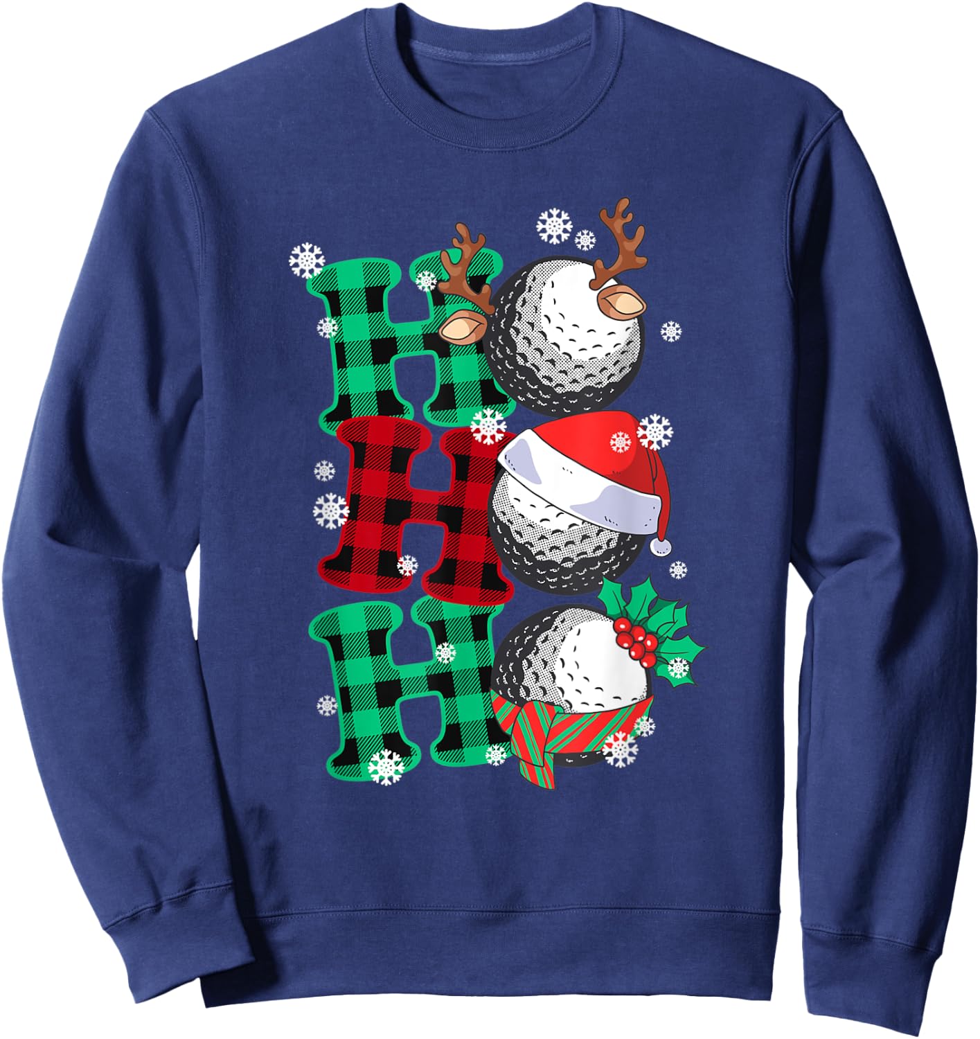 Christmas Ho-Ho-Ho Santa Reindeer Golf Pajama for Golfer Sweatshirt - Sweatshirt | Navy