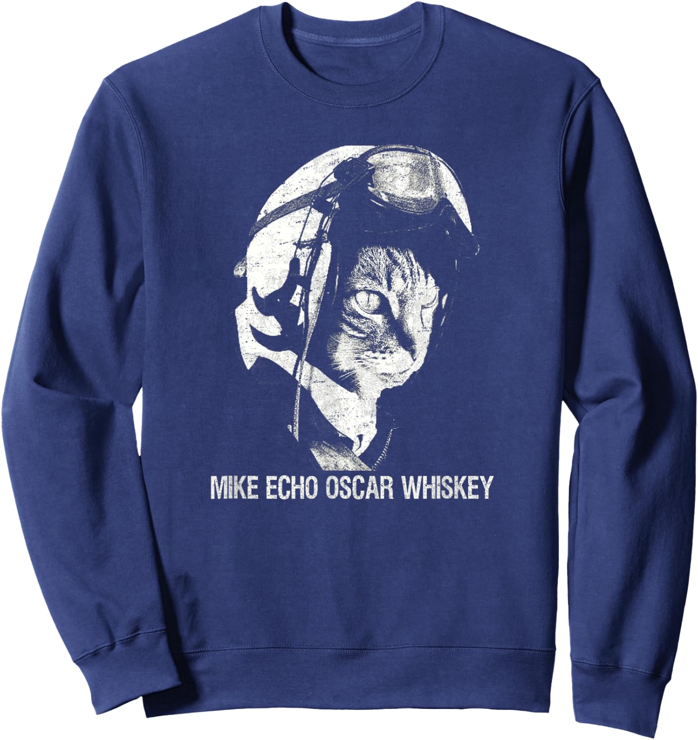 Mike Echo Oscar Whiskey MEOW Flying Cat Sweatshirt - Sweatshirt | Navy