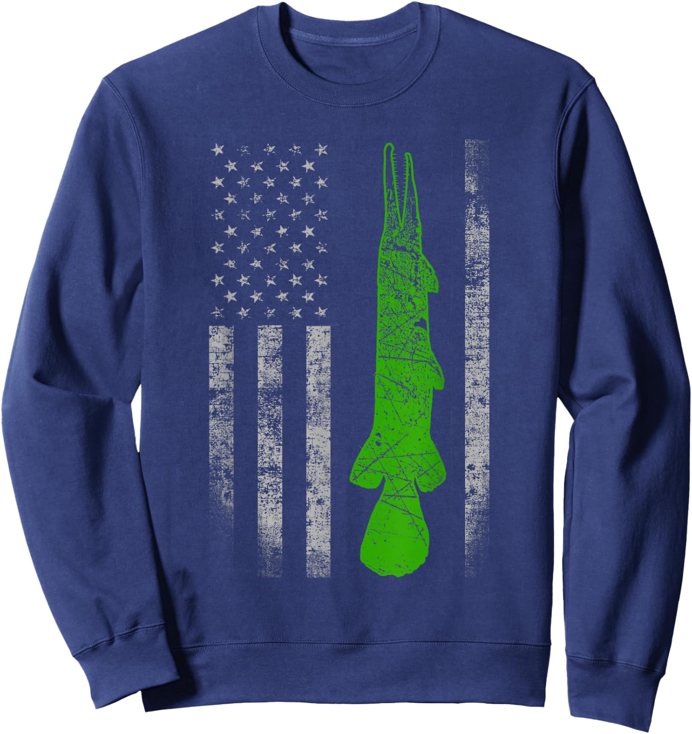 Alligator Gar Flag - Alligator Gar Fishing Sweatshirt - Sweatshirt | Navy