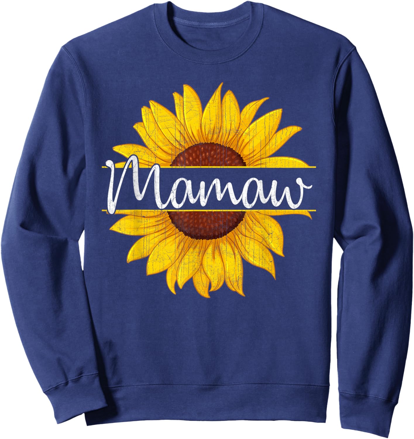 Summer Vintage Yellow Sunflower Graphic Sunflower Mamaw Sweatshirt - Sweatshirt | Navy