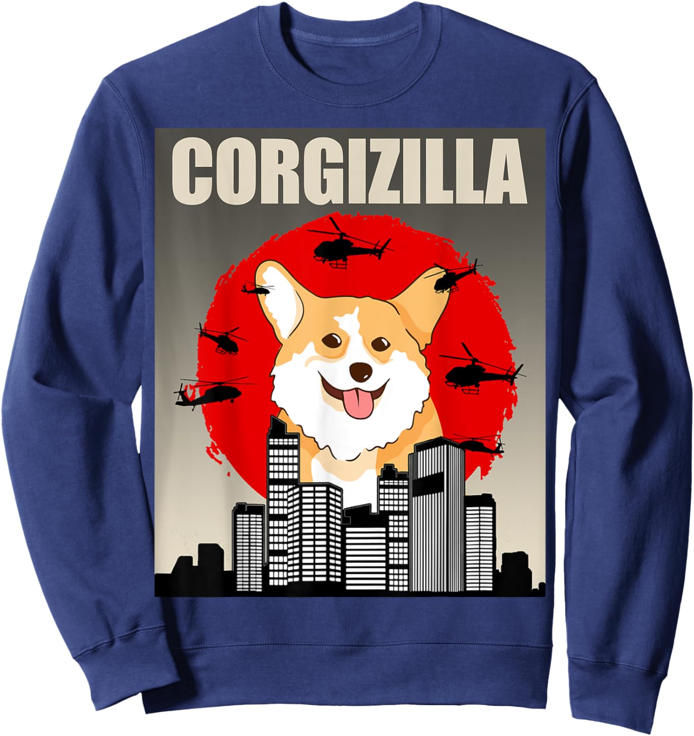 Funny Corgi Pet Dog - Corgizilla Sweatshirt - Sweatshirt | Navy