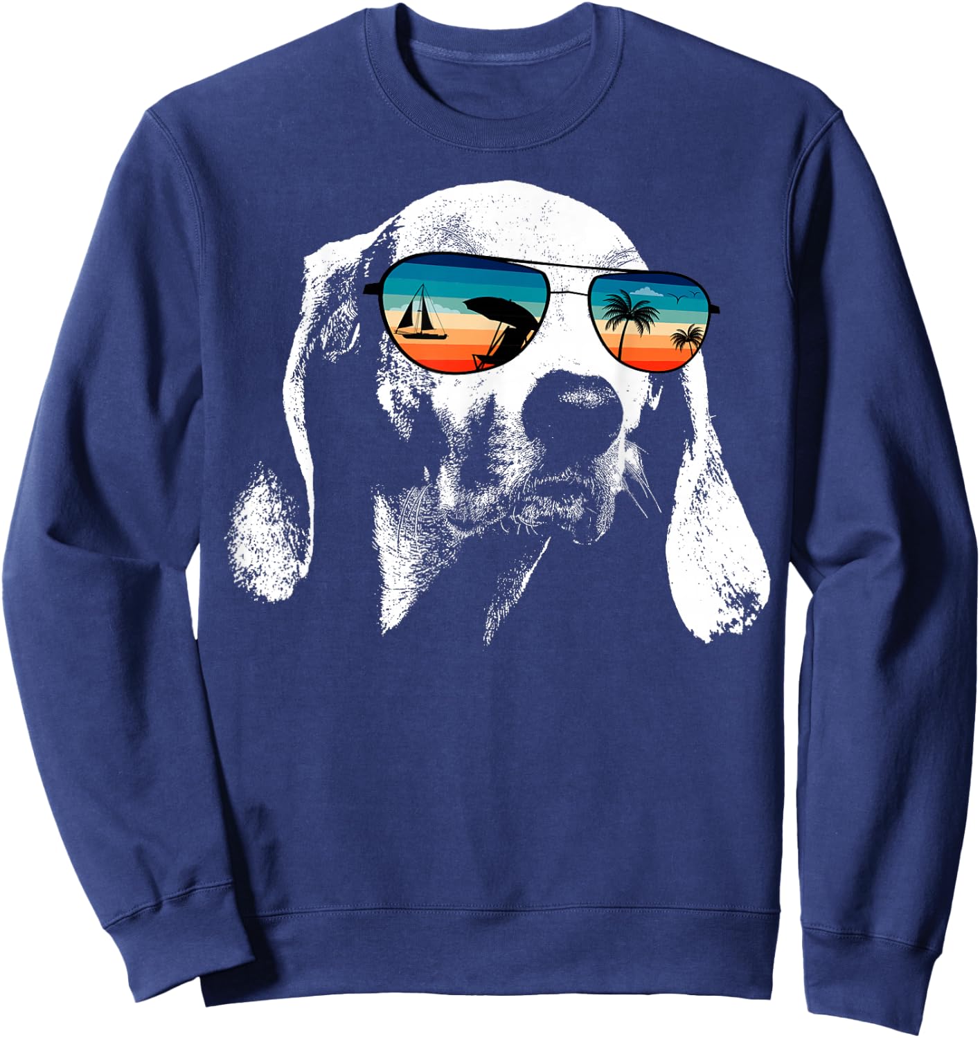 AMERICAN FOXHOUND Shirts With Glasses Sunglasses Retro Style Sweatshirt - Sweatshirt | Navy