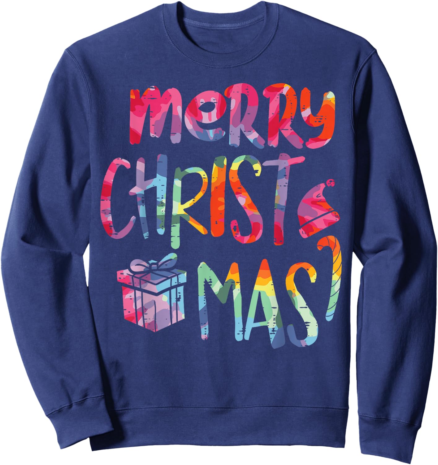 Merry Christmas Tie-Dye Xmas Holiday Men Women Kids Girl Boy Sweatshirt - Sweatshirt | Navy