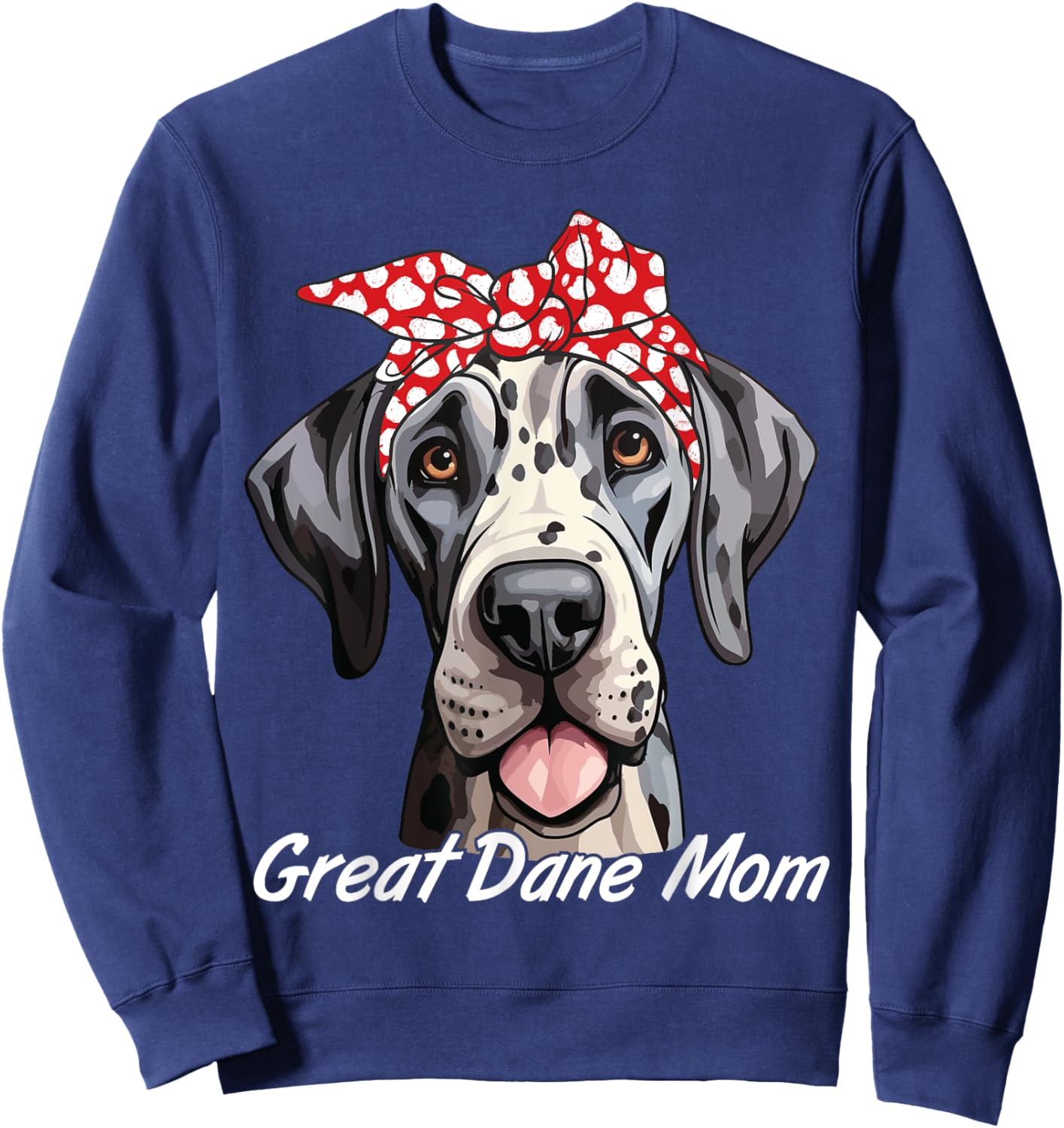Great Dane Dog Mama Messy Bun Hair Glasses Great Dane Mom Women Sweatshirt - Sweatshirt | Navy