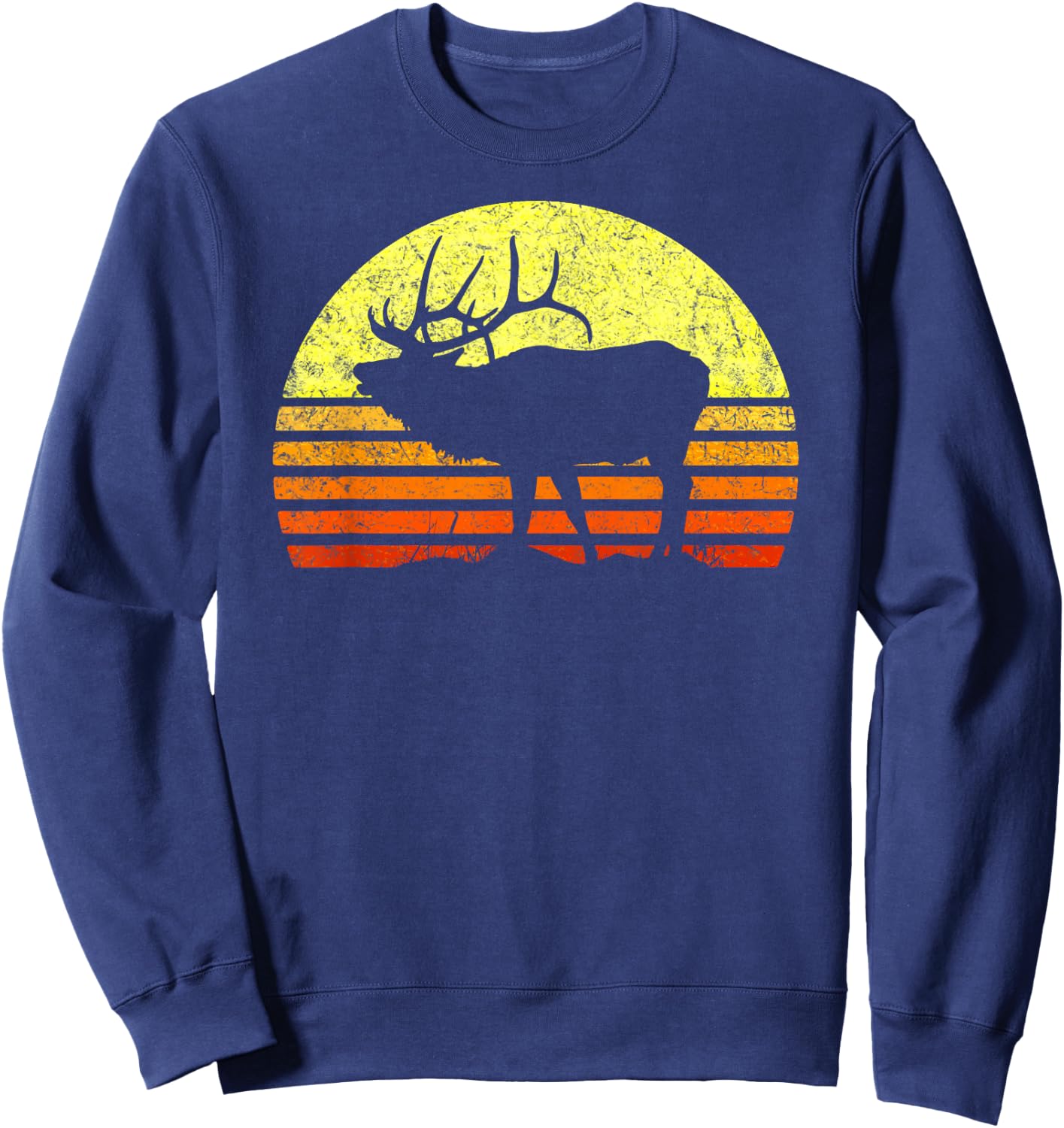 American Elk Hunter Dad Vintage Retro Sun Bow Hunting Gift Sweatshirt - Sweatshirt | Navy