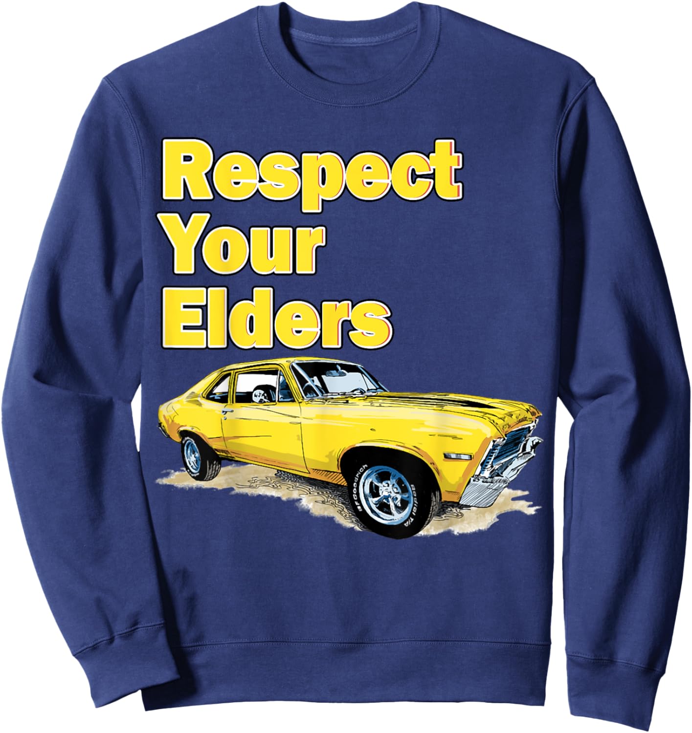 1972 72 Chevys Nova 2 Classic Car Old School Muscle Car Sweatshirt - Sweatshirt | Navy