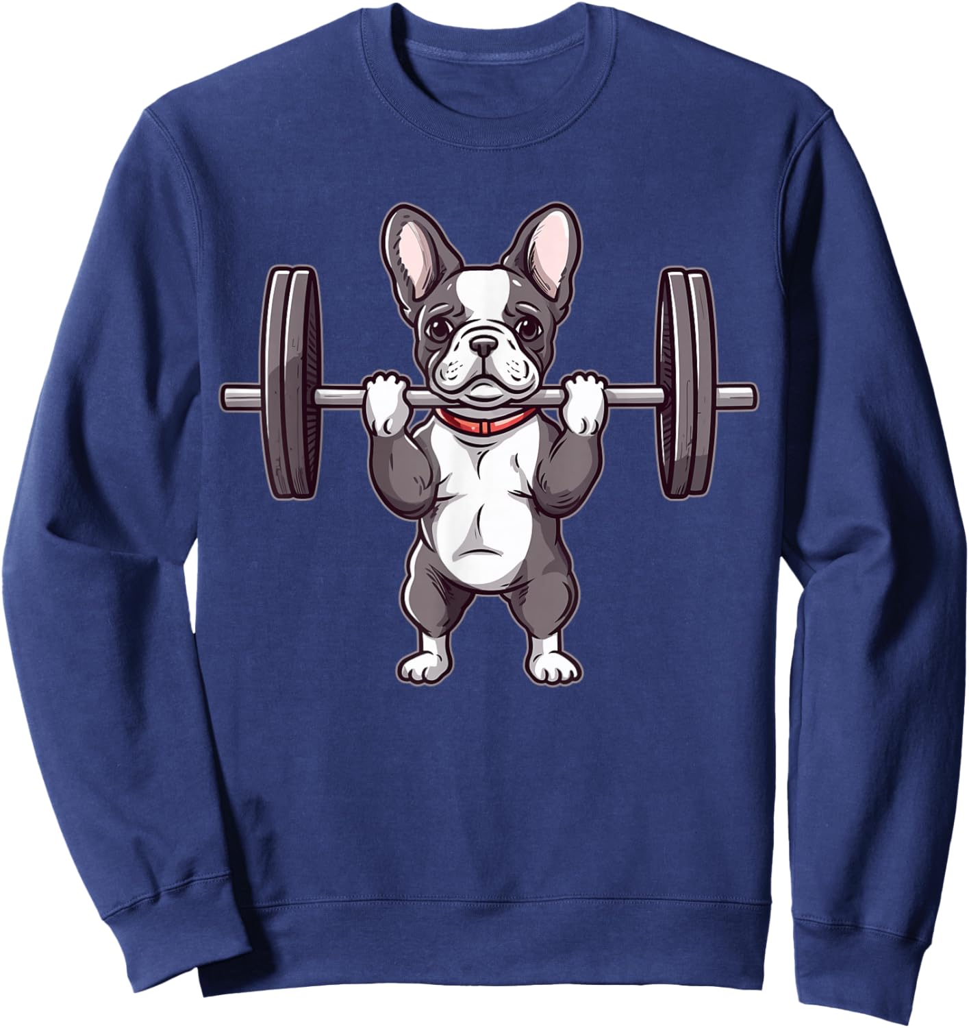 French Bulldog Weightlifting Funny Deadlift Men Fitness Gym Sweatshirt - Sweatshirt | Navy