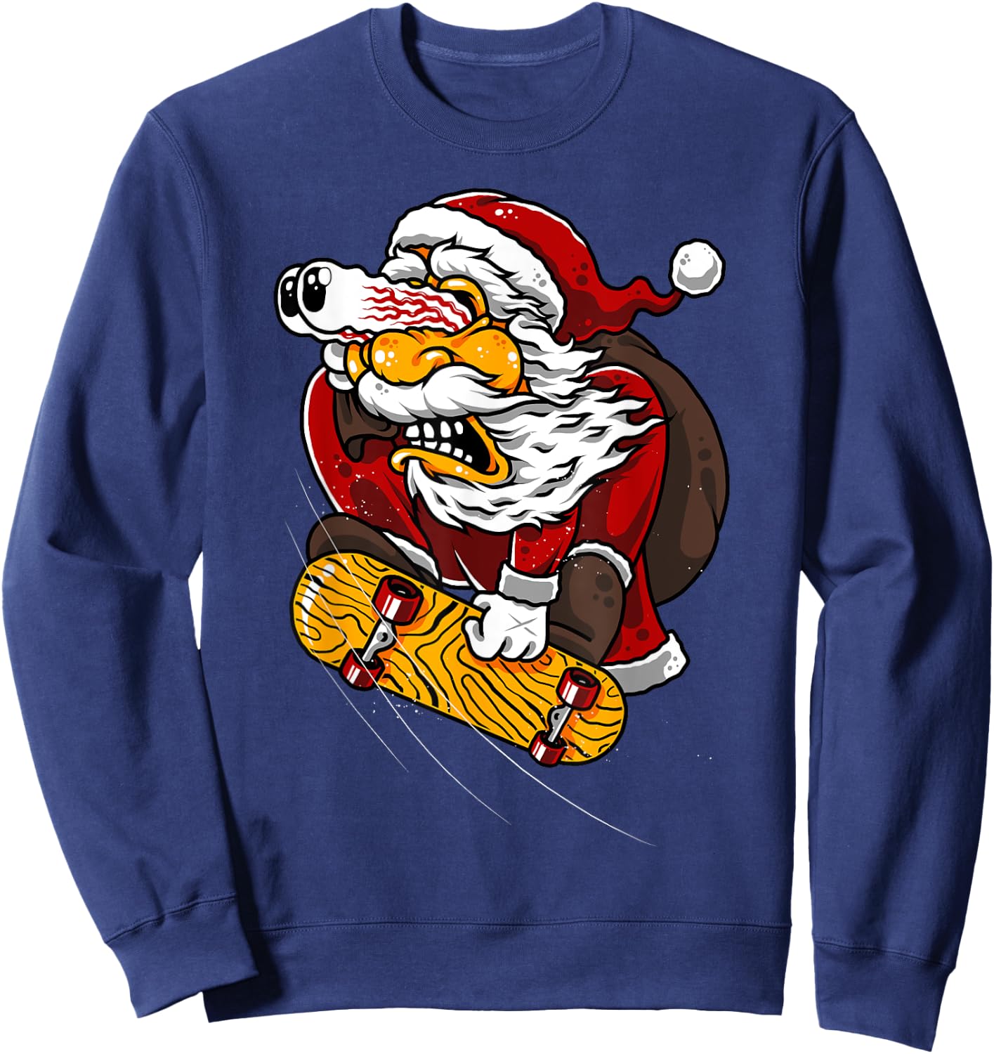 Santa on Skateboard Funny for Skateboarding Sweatshirt - Sweatshirt | Navy