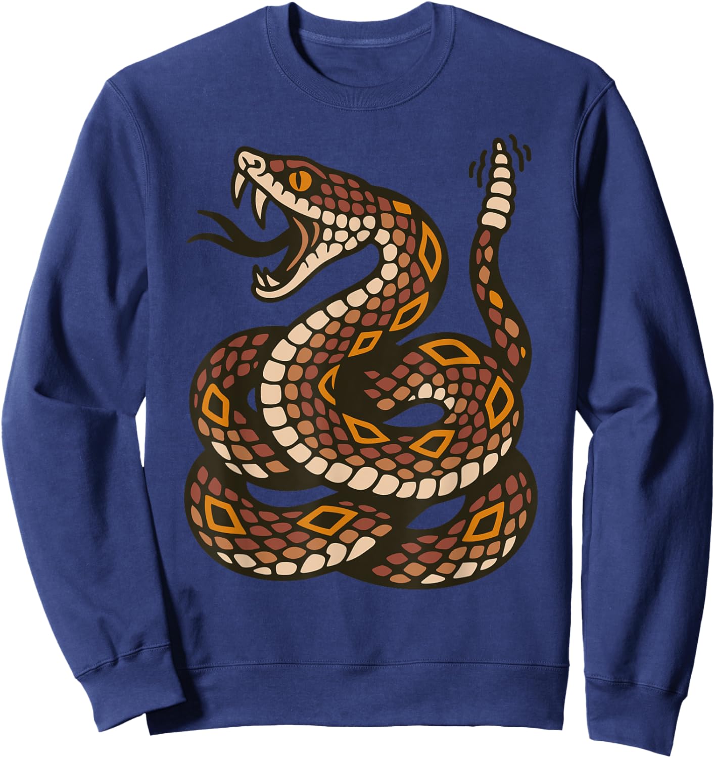 Venomous Rattlesnake Old School Tattoo Flash Rattle Snake Sweatshirt - Sweatshirt | Navy