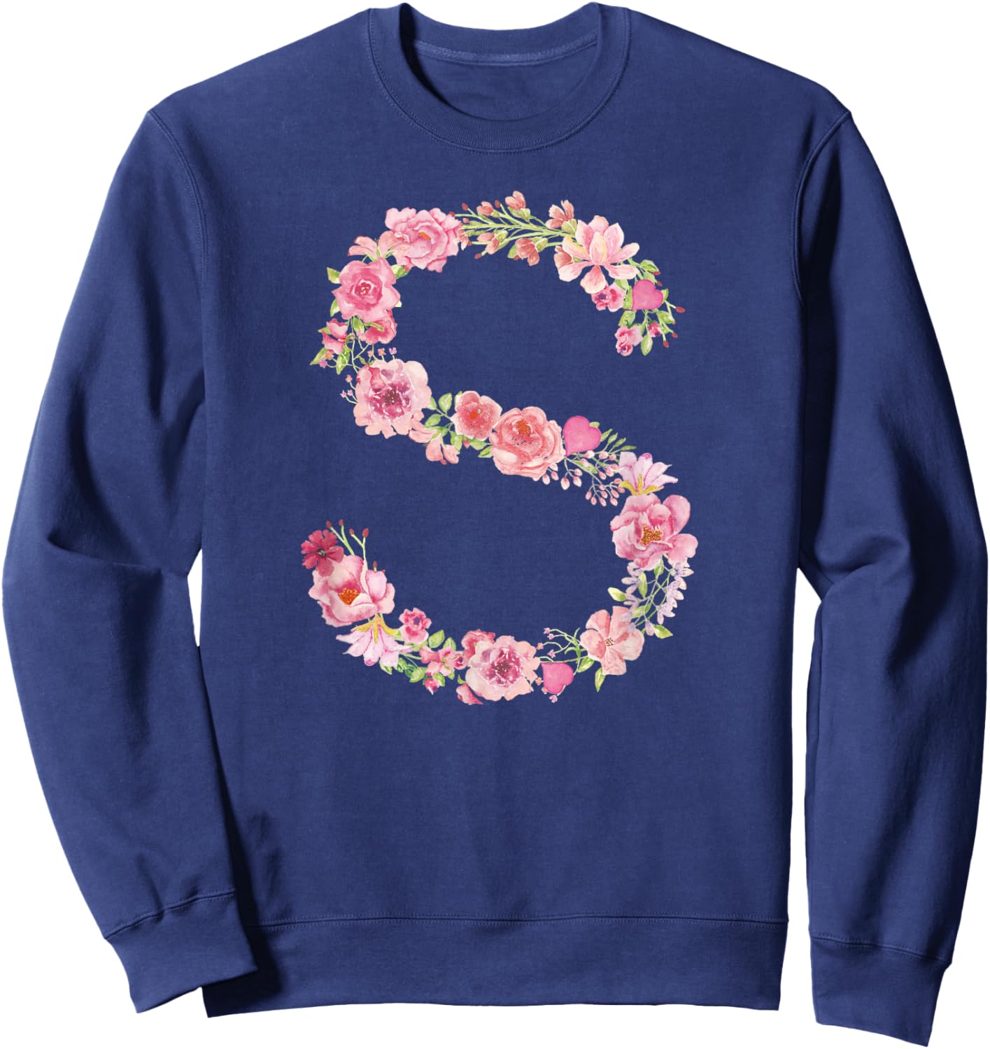Cool Initial Alphabet Monogram Flowers Gifts Floral Letter S Sweatshirt - Sweatshirt | Navy