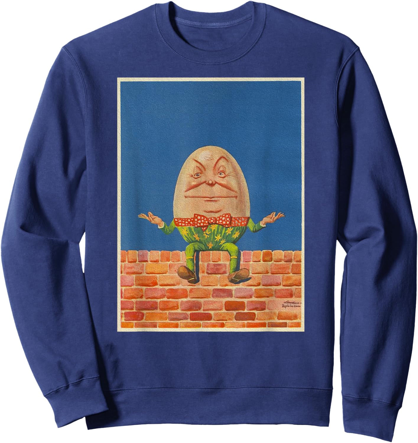 Feel Good Retro Fairytale Art-Vintage Humpty Dumpty Sweatshirt - Sweatshirt | Navy