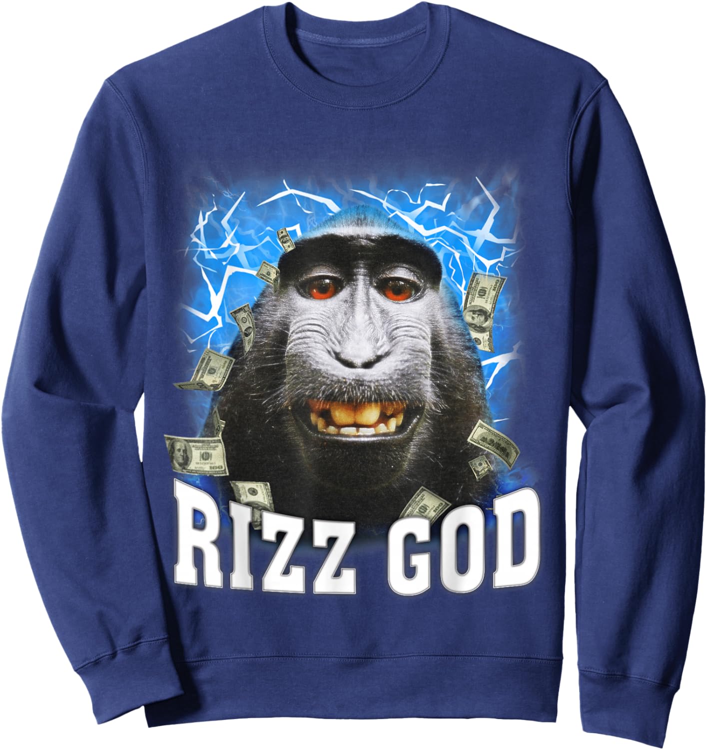 Rizz God - Funny Rizz Rizzler Trending Meme Funny Rizz Sweatshirt - Sweatshirt | Navy