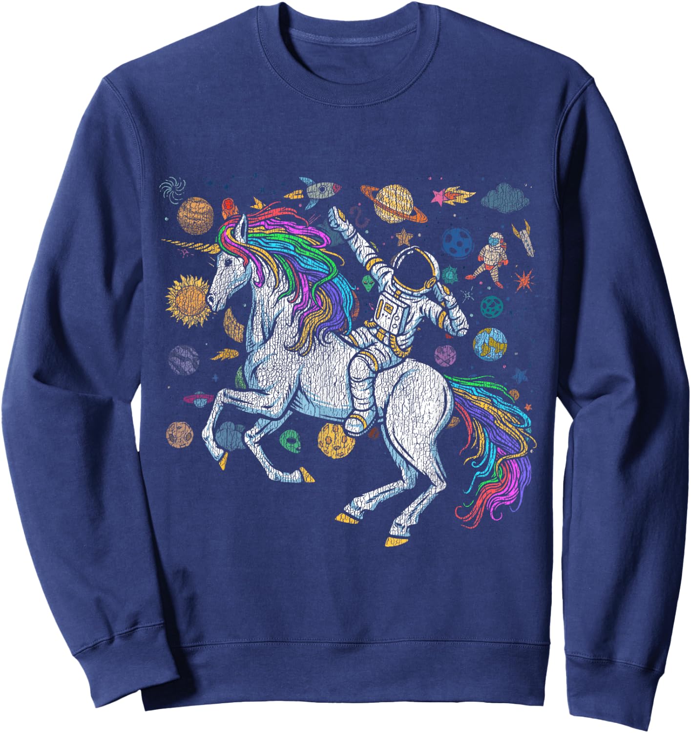 Fantasy Animal Unicorn Lover Cosmonaut Outer Space Astronaut Sweatshirt - Sweatshirt | Navy