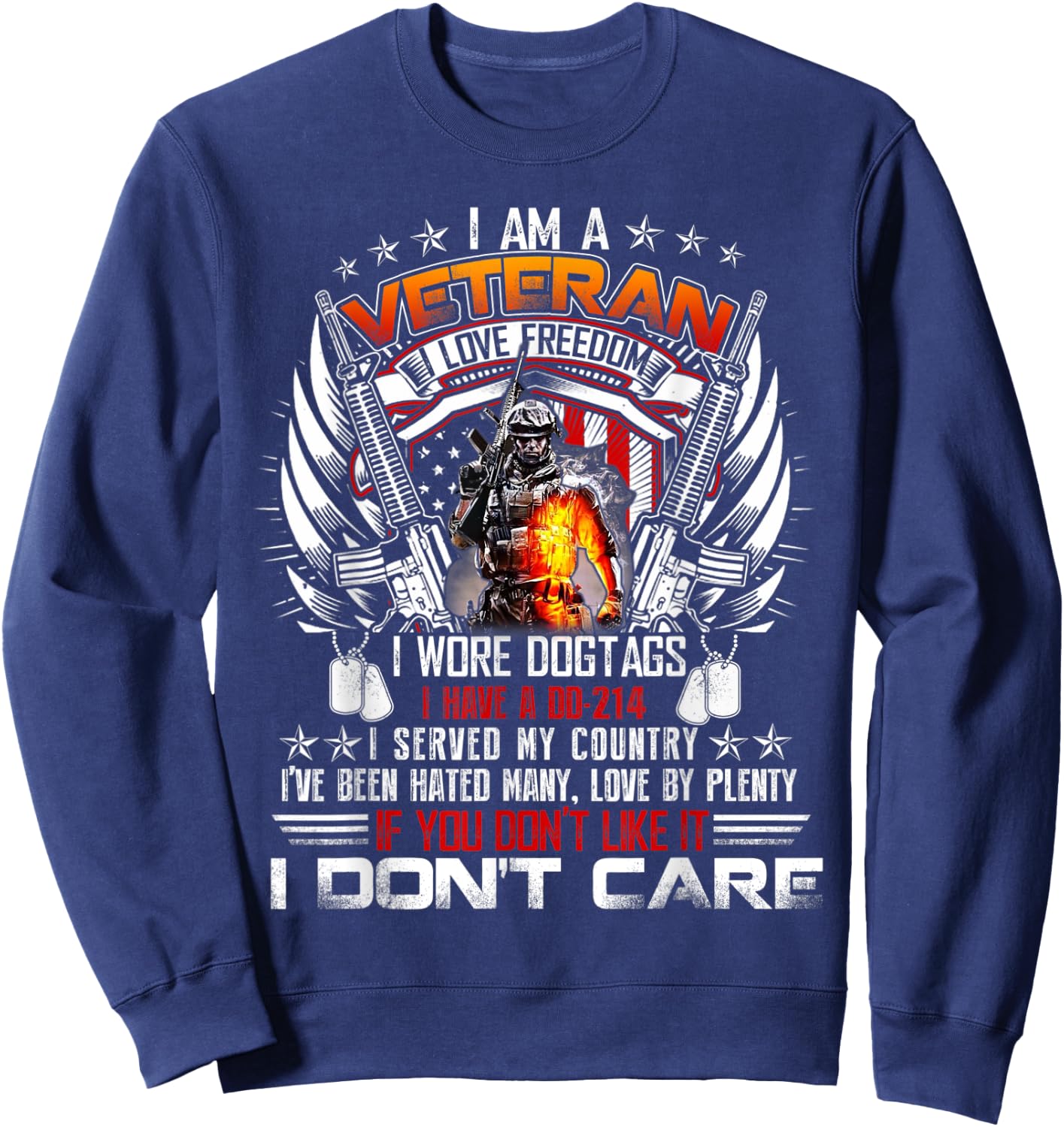 I Am A Veteran I Love Freedom My Country Sweatshirt - Sweatshirt | Navy