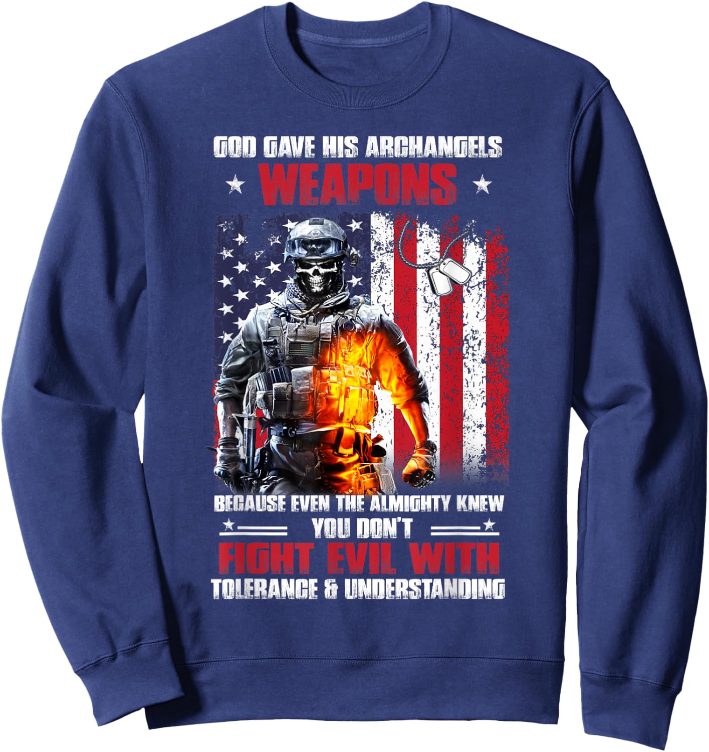 Veteran God Gave His Archangels Weapons Sweatshirt - Sweatshirt | Navy