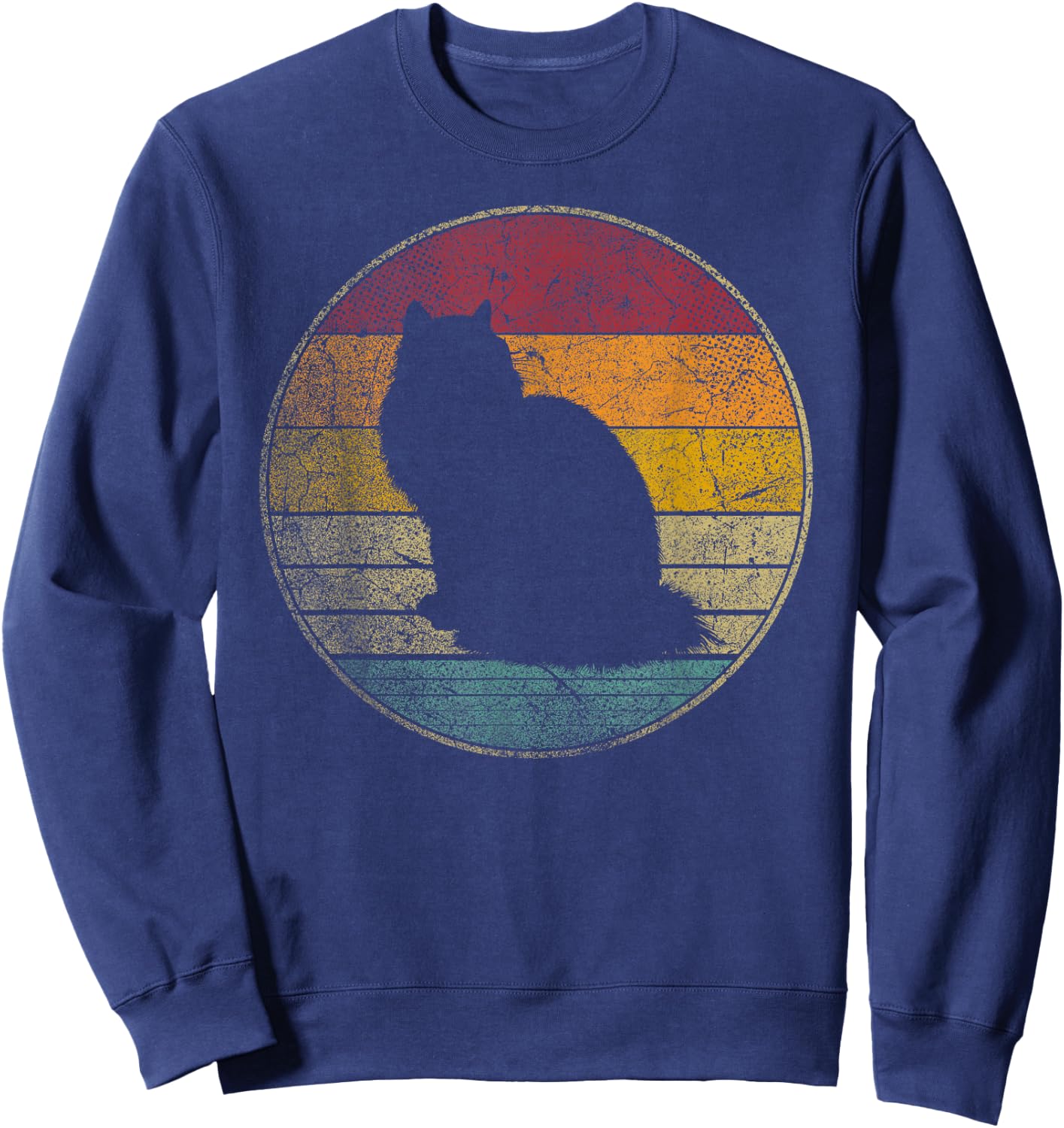 Cat Shirt Ragdoll Pet Vintage Distressed Retro Silhouette Sweatshirt - Sweatshirt | Navy