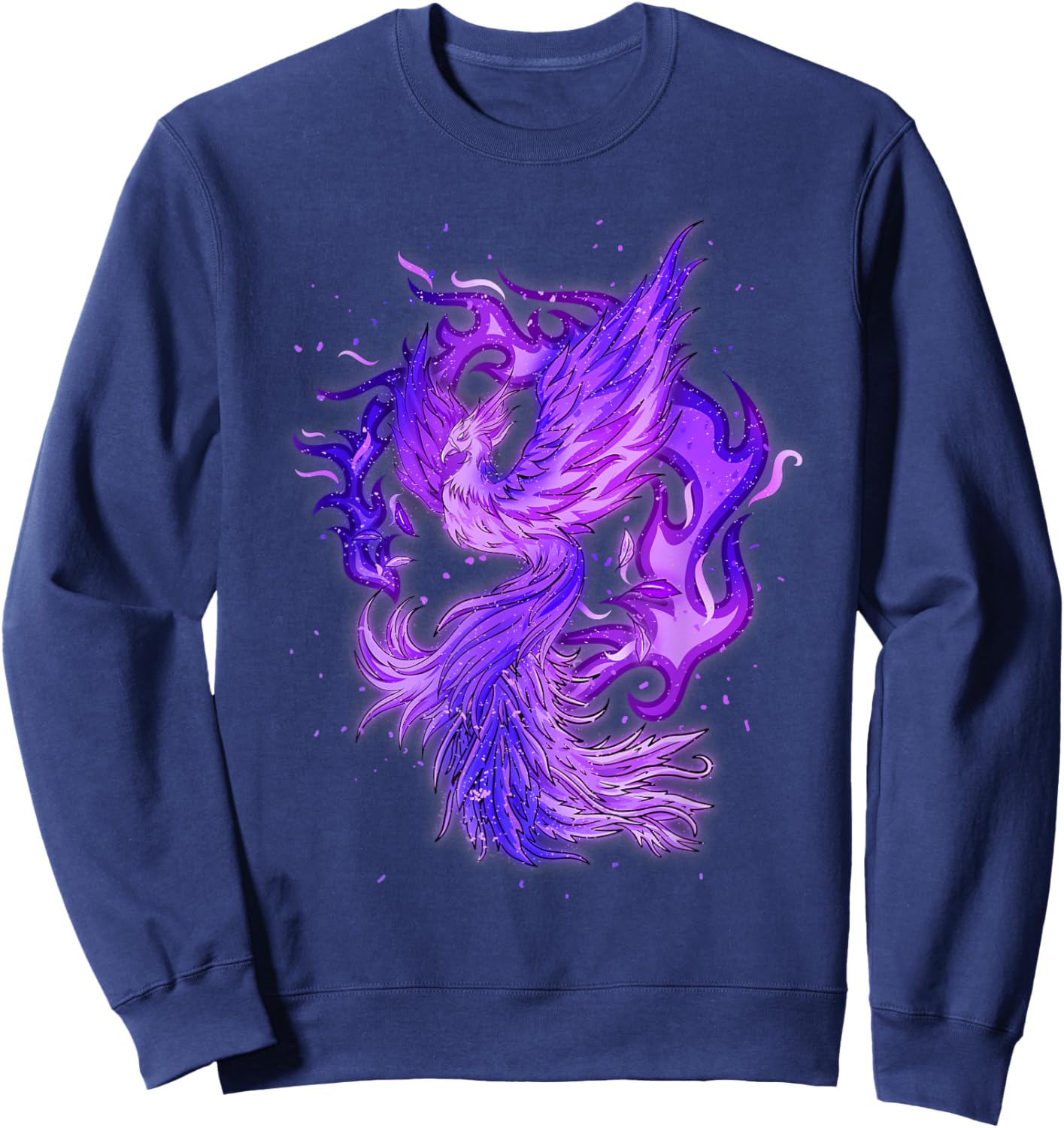 Phoenix Bird Design With Purple Fire Sweatshirt - Sweatshirt | Navy