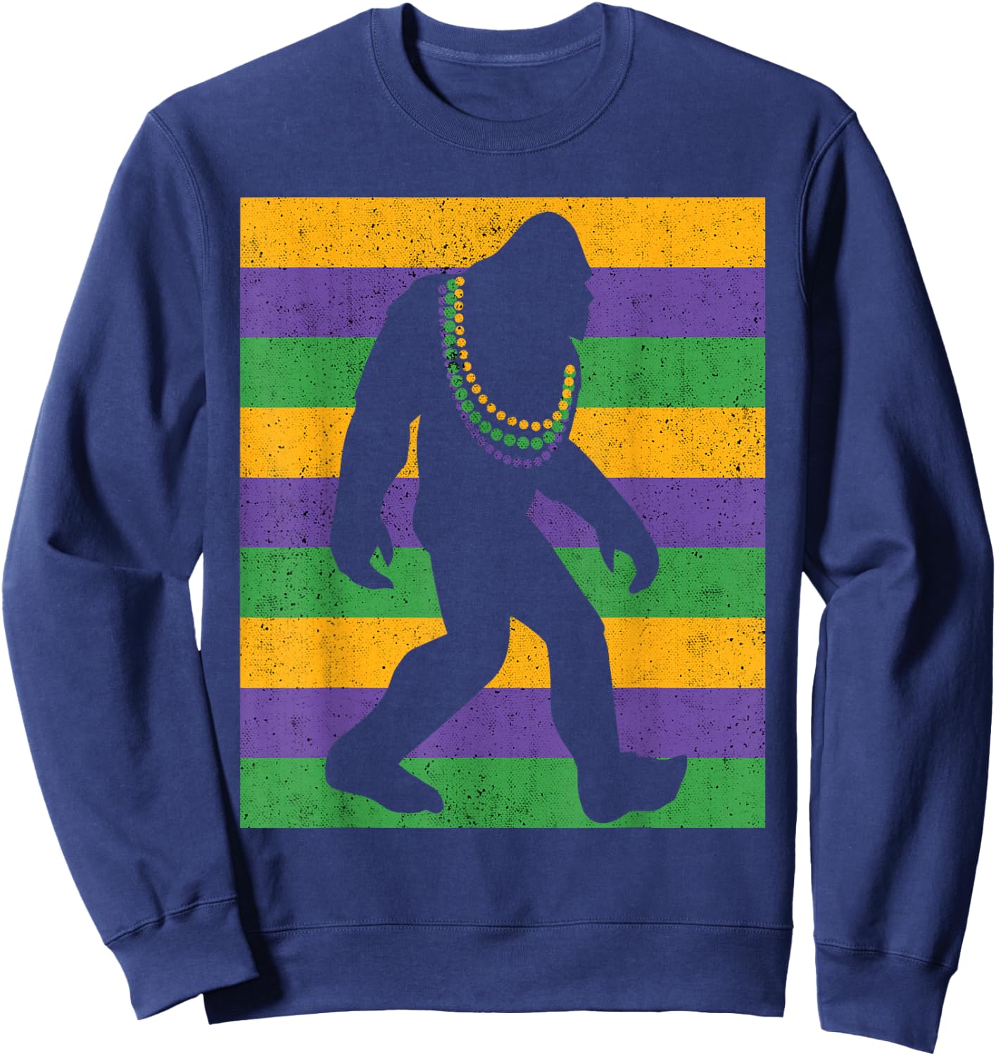 Bigfoot Mardi Gras Sasquatch Funny Men Kids Sweatshirt - Sweatshirt | Navy